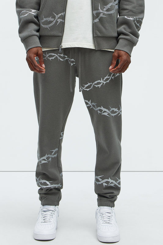 Tyson Barbed Wire Oversized Heavy Jogger - Charcoal