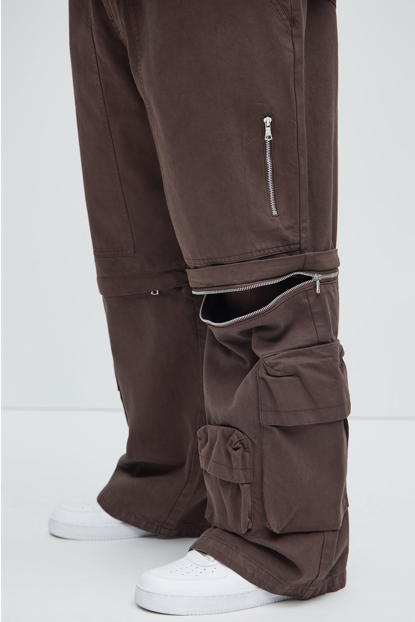 Maybe Next Time Zip Off Baggy Cargo Pants - Brown