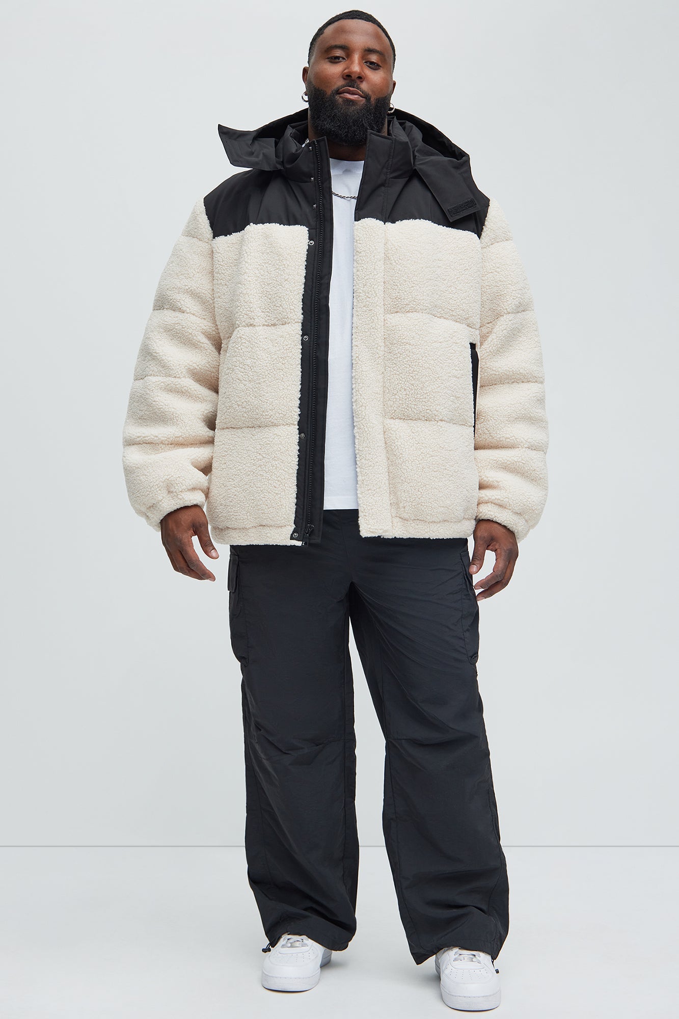 Real Thoughts Colorblock Puffer - Tan/Multi