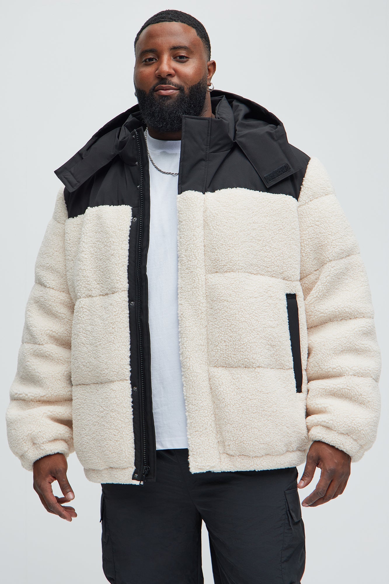 Real Thoughts Colorblock Puffer - Tan/Multi