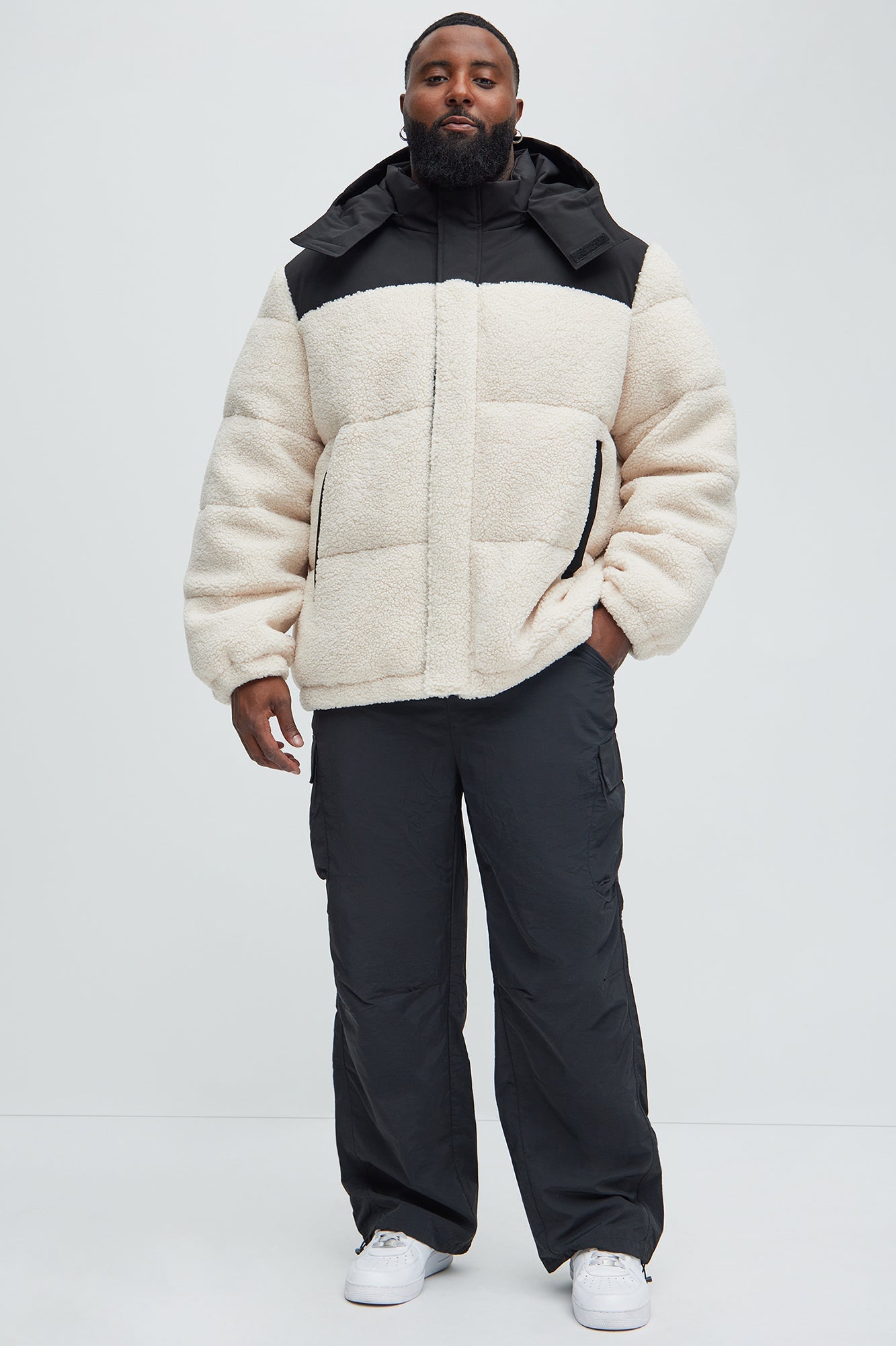 Real Thoughts Colorblock Puffer - Tan/Multi
