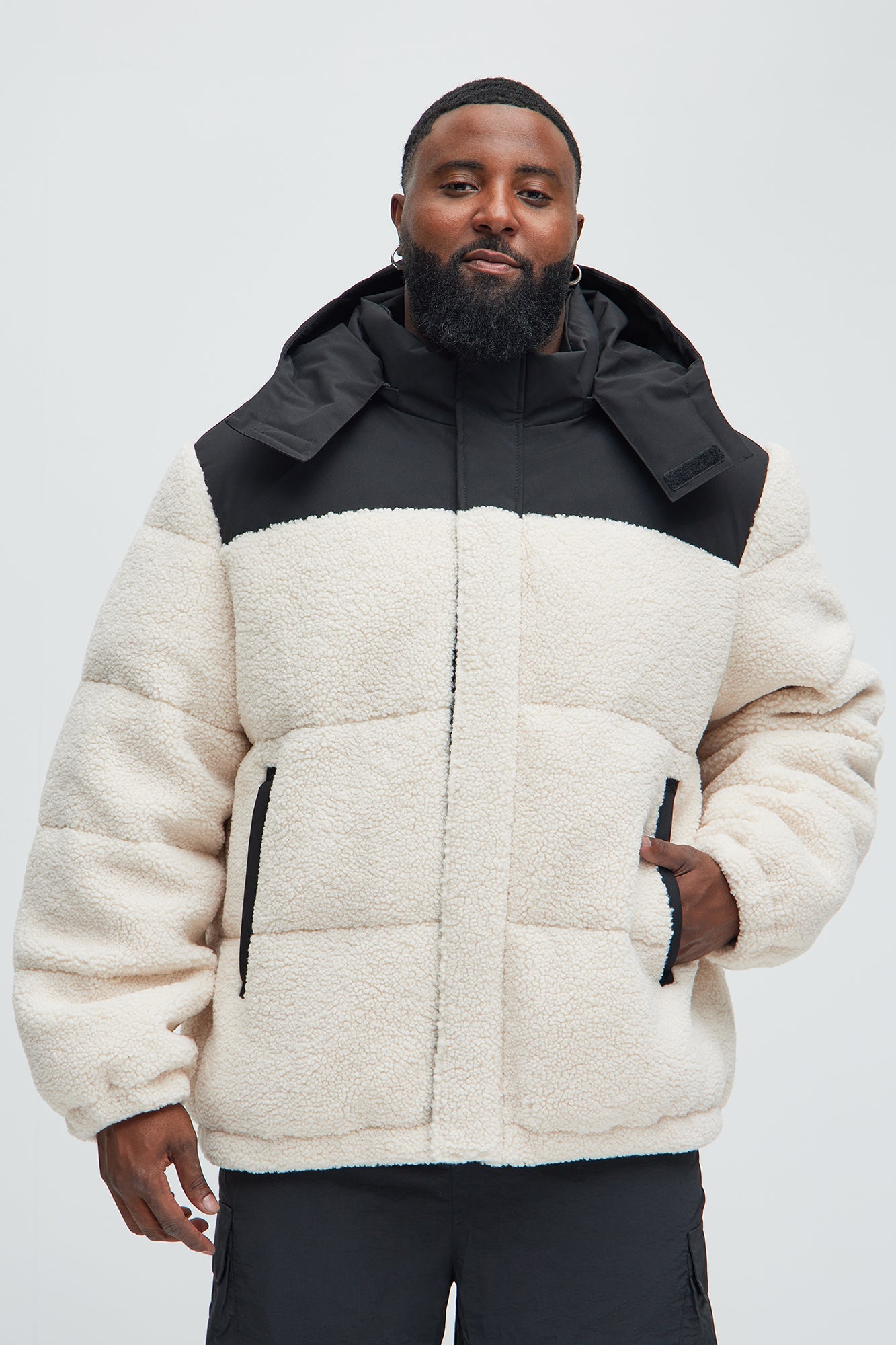 Real Thoughts Colorblock Puffer - Tan/Multi