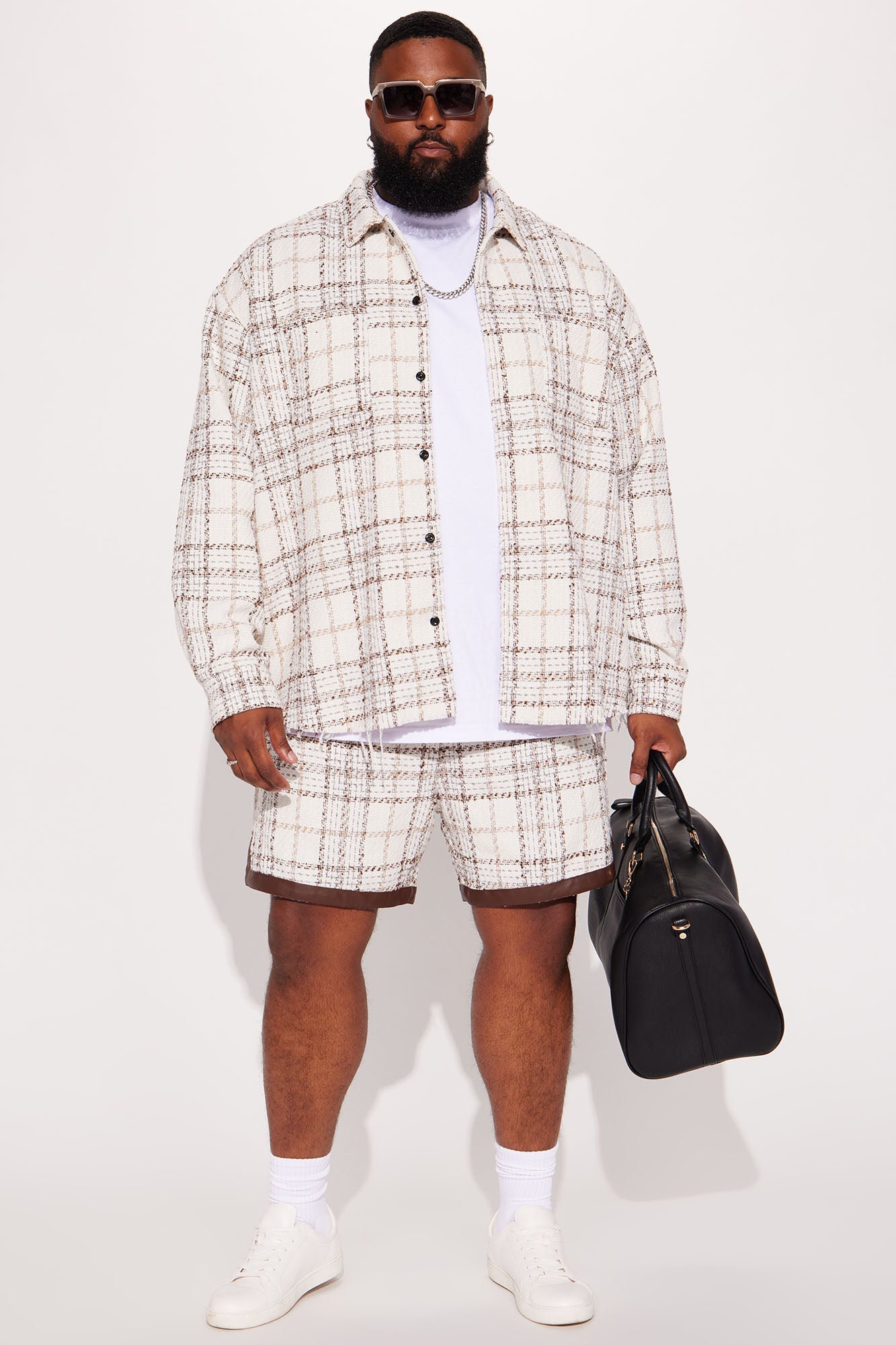 Casual Act Plaid Shacket - White/combo
