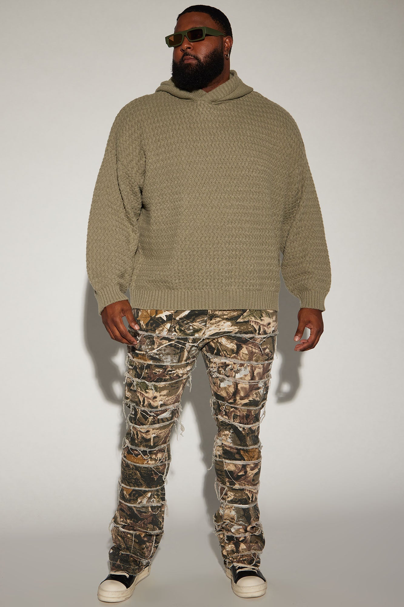 All Around Fray Stacked Skinny Flare Pants - Brown/combo