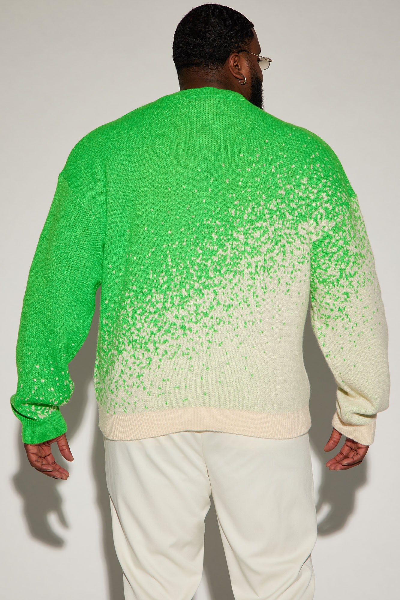 Two Tone Crewneck Sweater - Green/combo