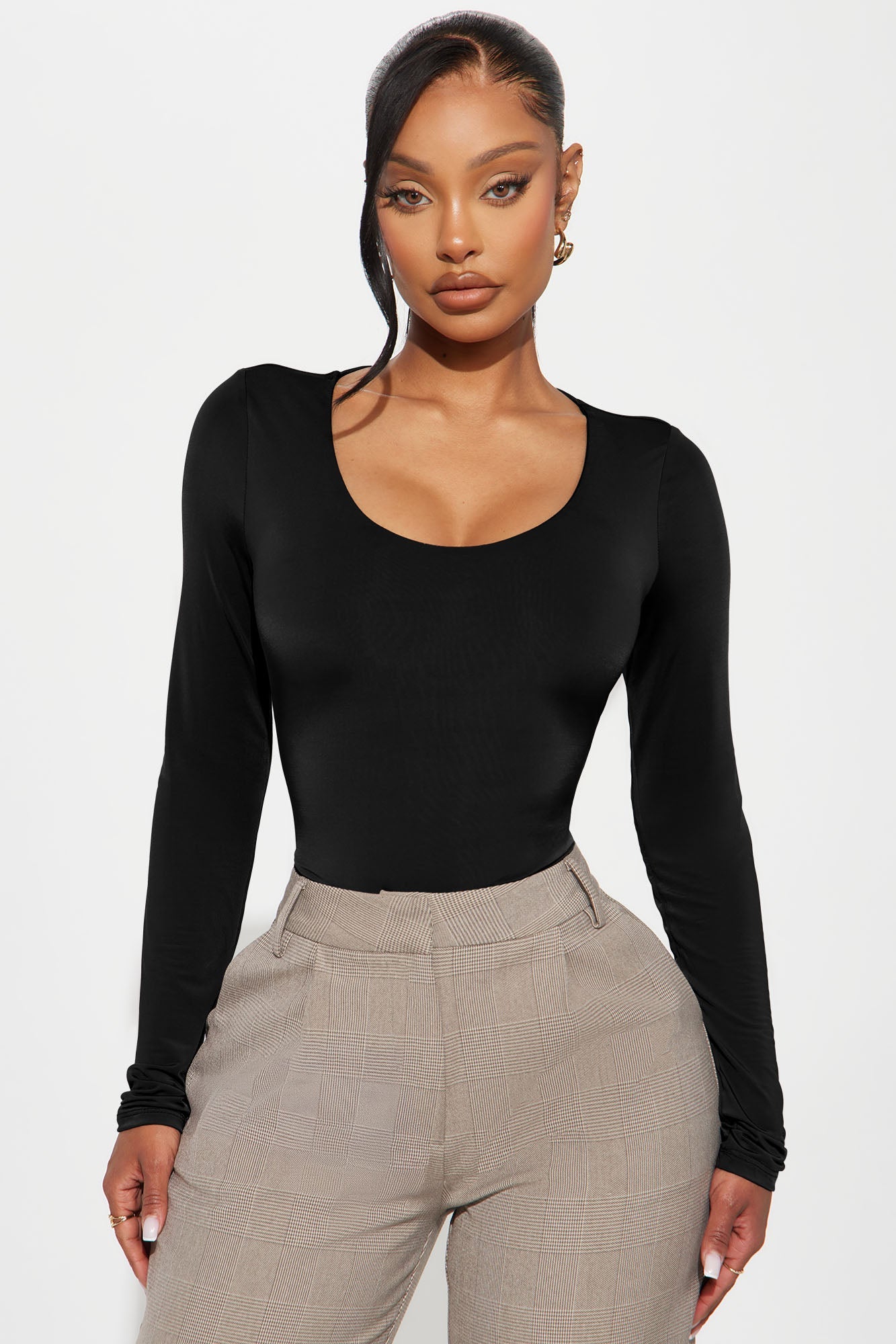 Sabrina Double Lined Long Sleeve Top - Black