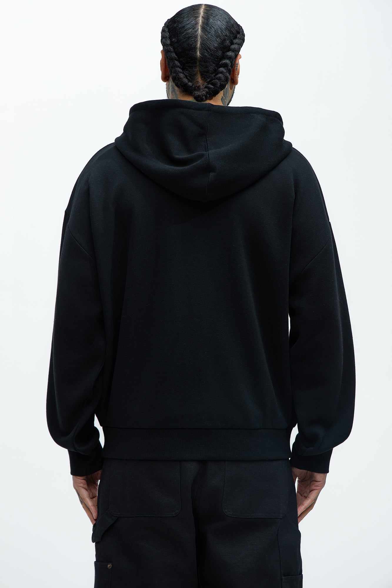 Tyson Stash Oversized Zip Up Hoodie - Black