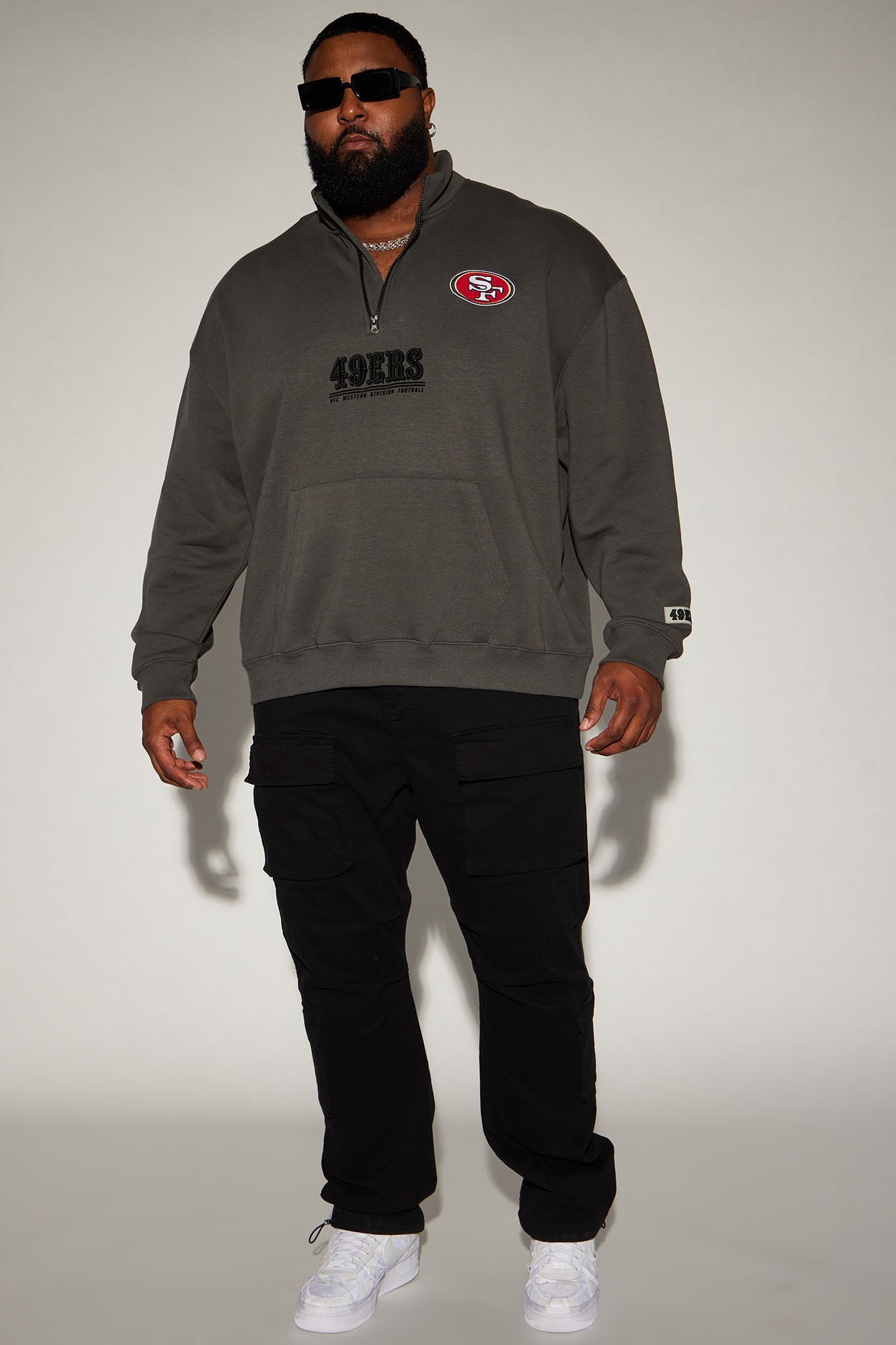 49ers Essential Quarter Zip Sweatershirt - Grey/combo