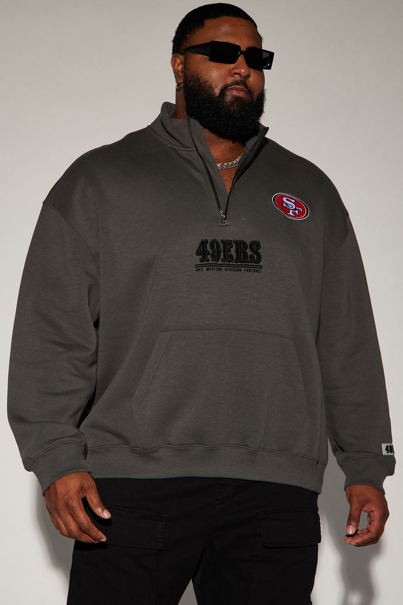 49ers Essential Quarter Zip Sweatershirt - Grey/combo