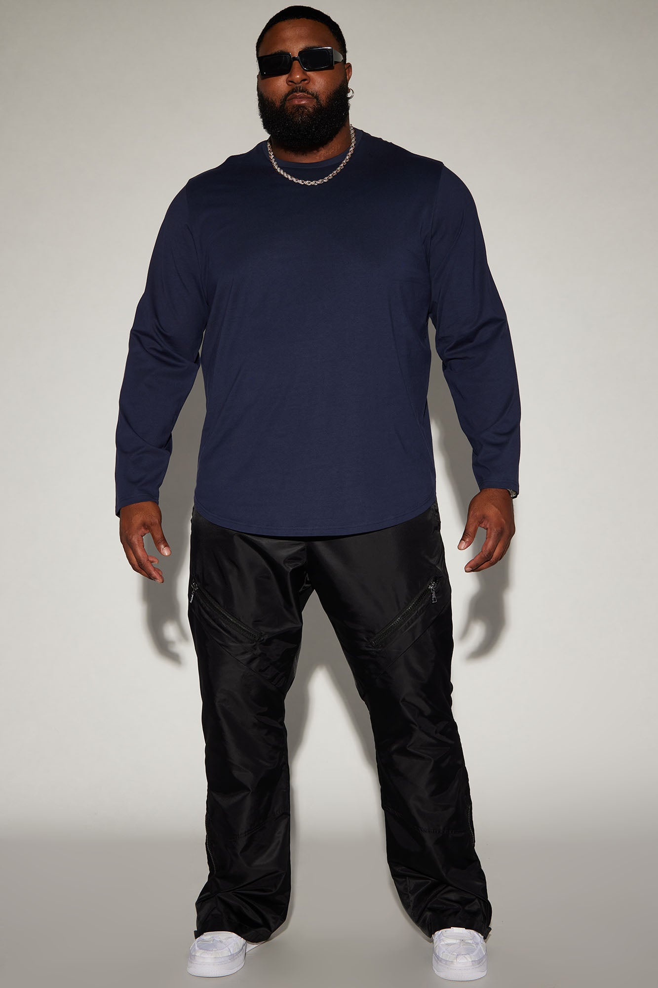 Essential Long Sleeve Scallop Tee - Navy