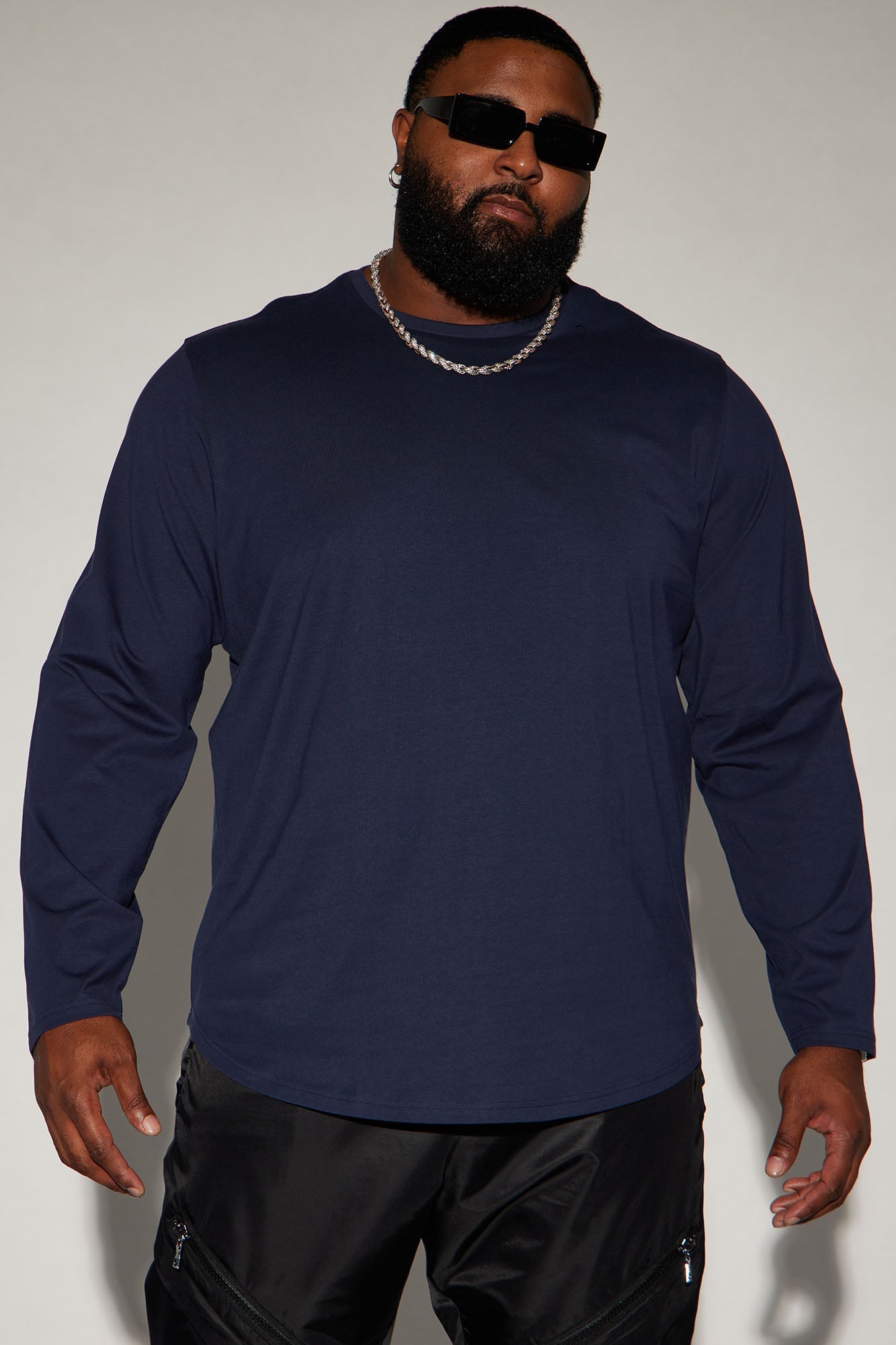 Essential Long Sleeve Scallop Tee - Navy
