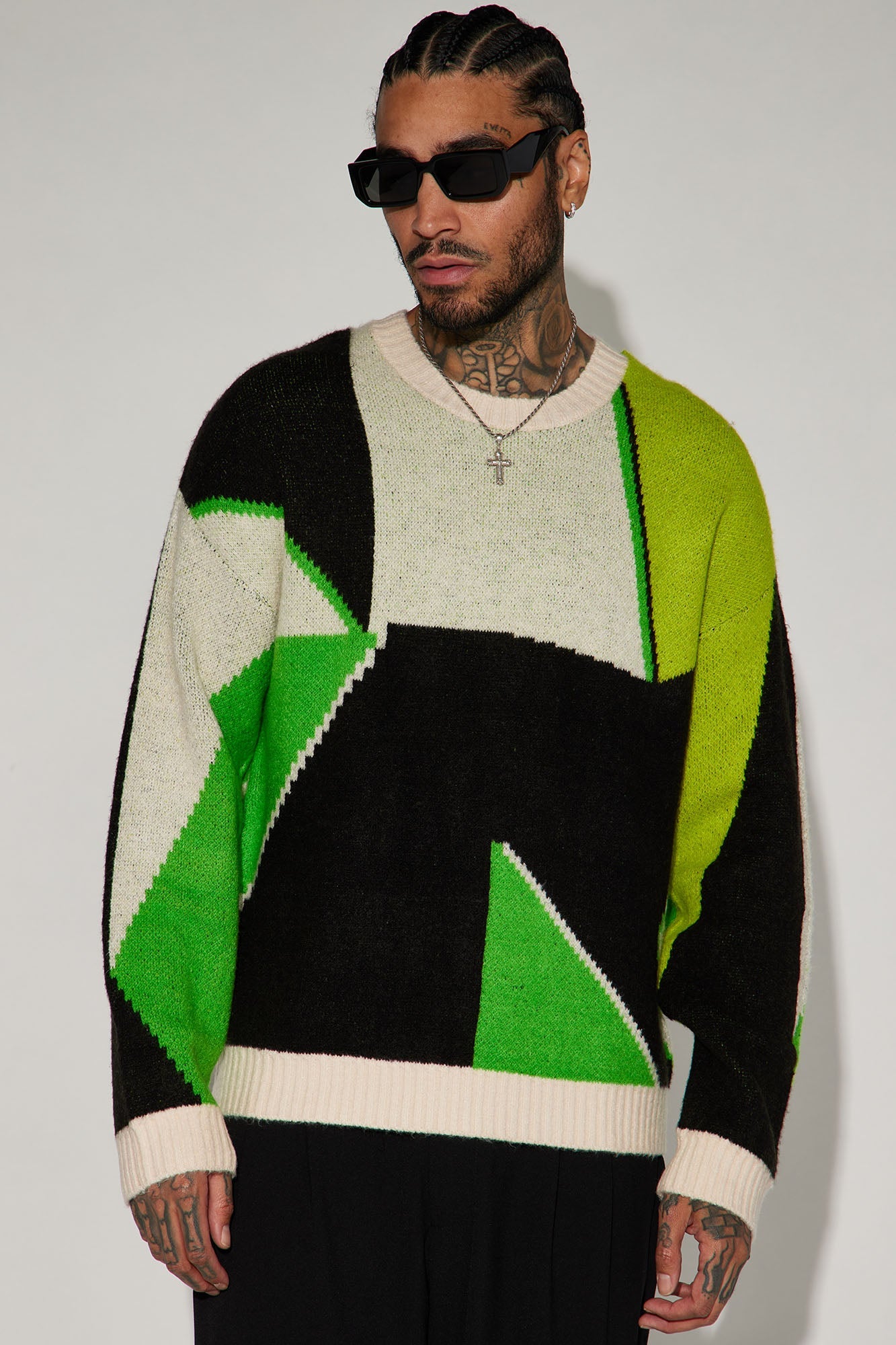 Worth It Crewneck Sweater - Green/combo
