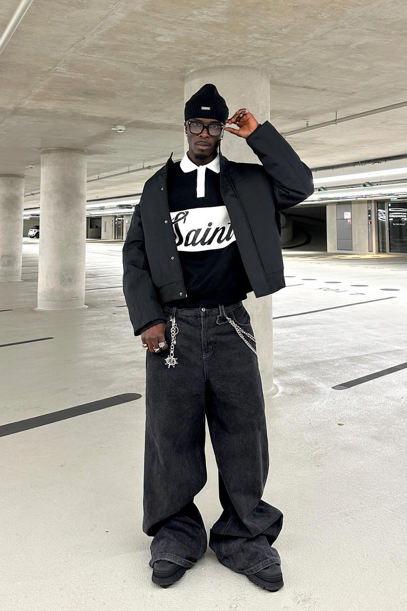 Tyson Saints Fleece Long Sleeve Polo - Black/combo