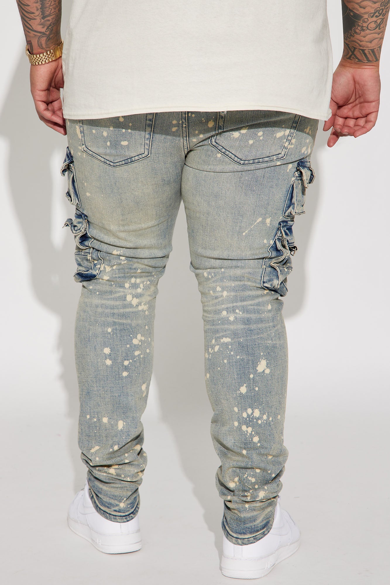 Loaded Stacked Skinny Cargo Jeans - Medium Wash