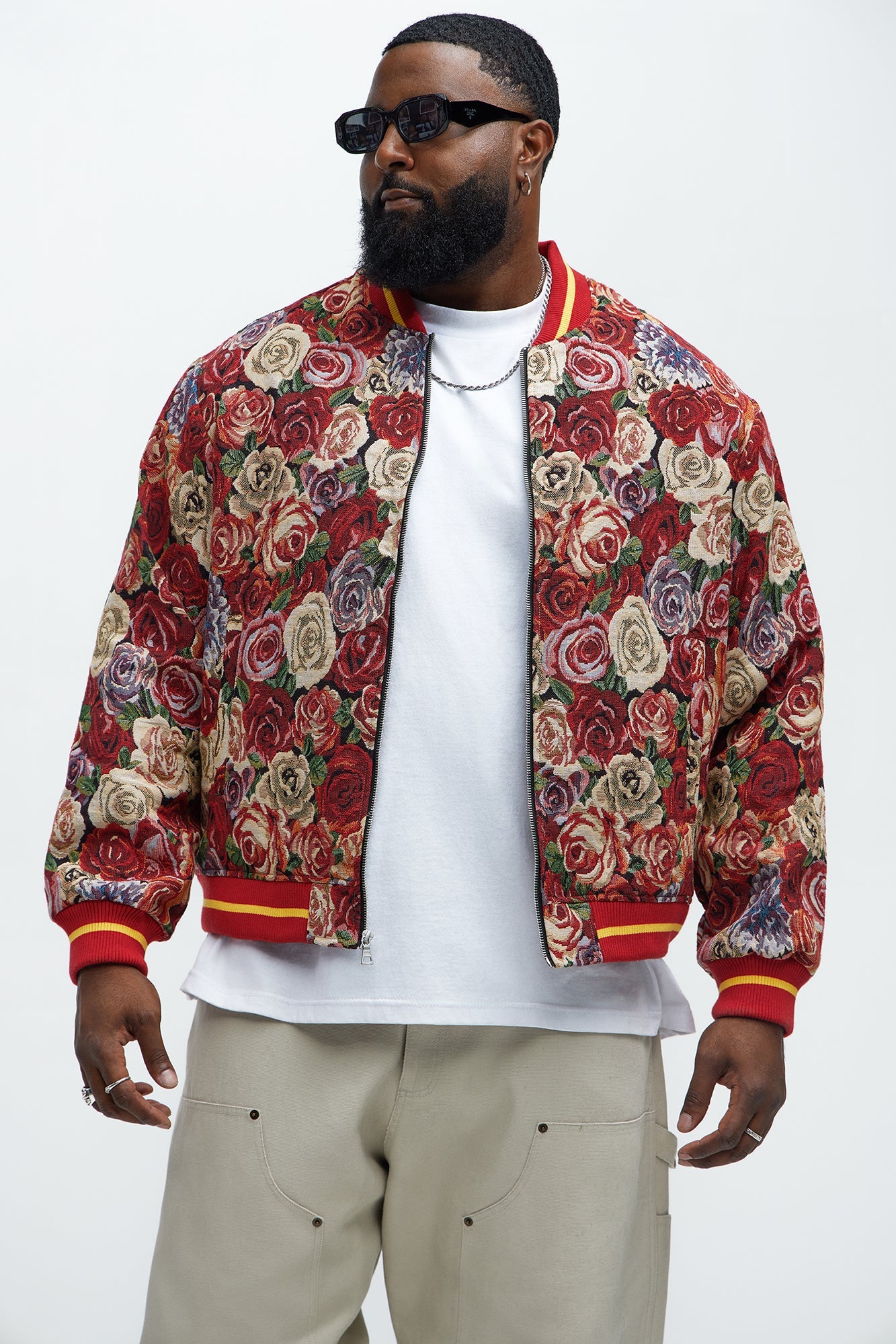 Ditson Tapestry Varsity Jacket - Red/combo