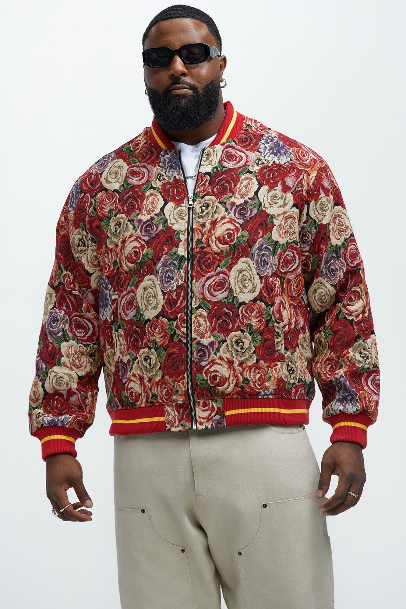 Ditson Tapestry Varsity Jacket - Red/combo