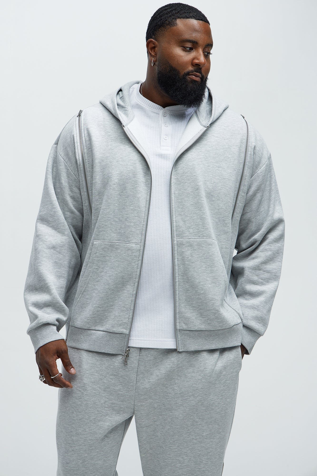 Tyson Stay Away Zip Up Hoodie - Heather Grey