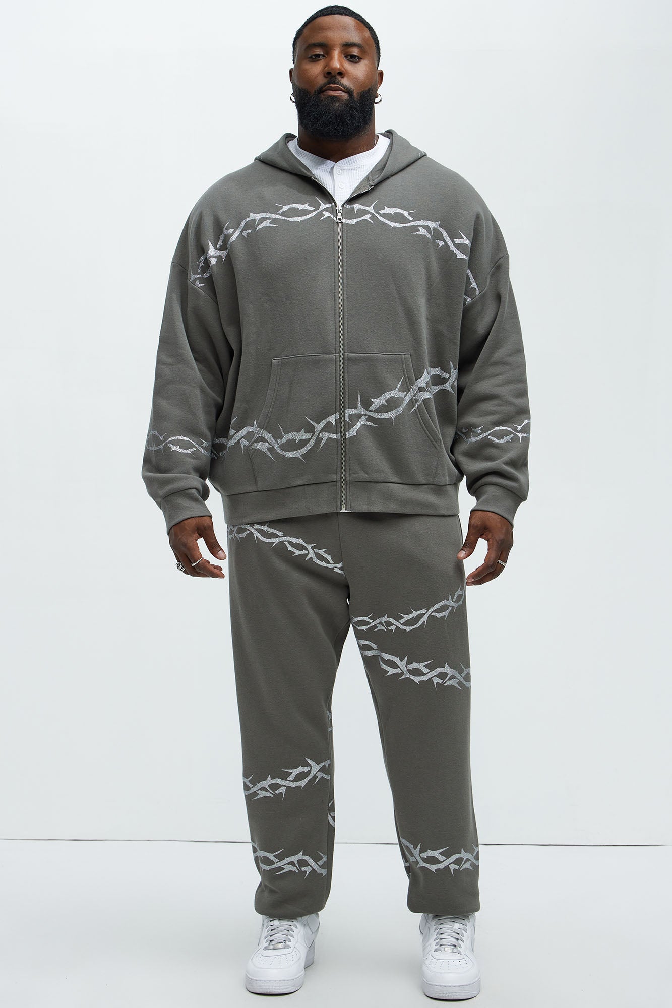 Tyson Barbed Wire Oversized Heavy Jogger - Charcoal