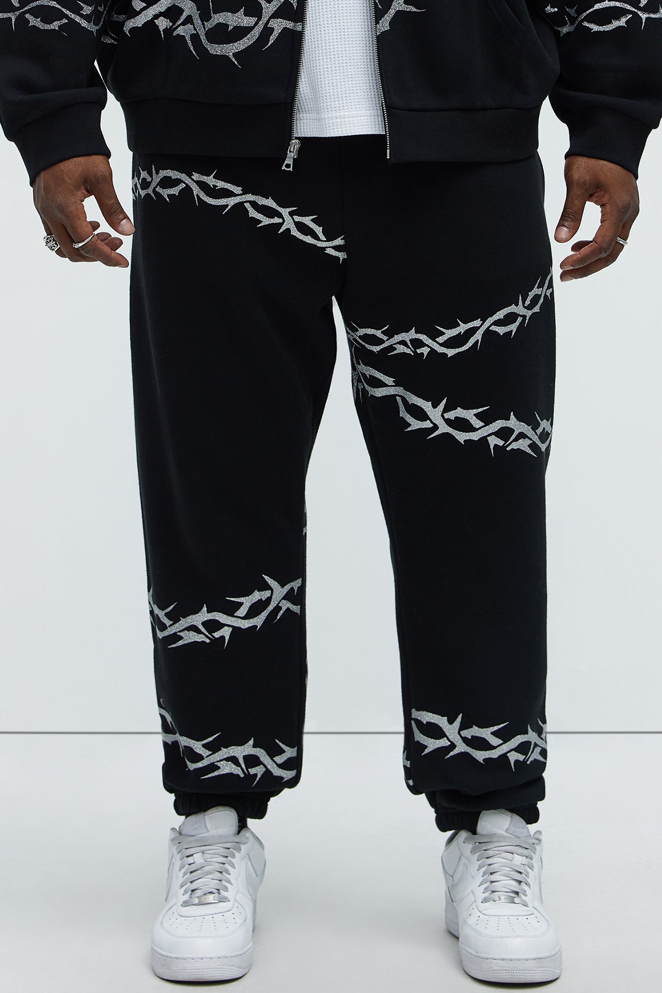 Tyson Barbed Wire Oversized Heavy Jogger - Black
