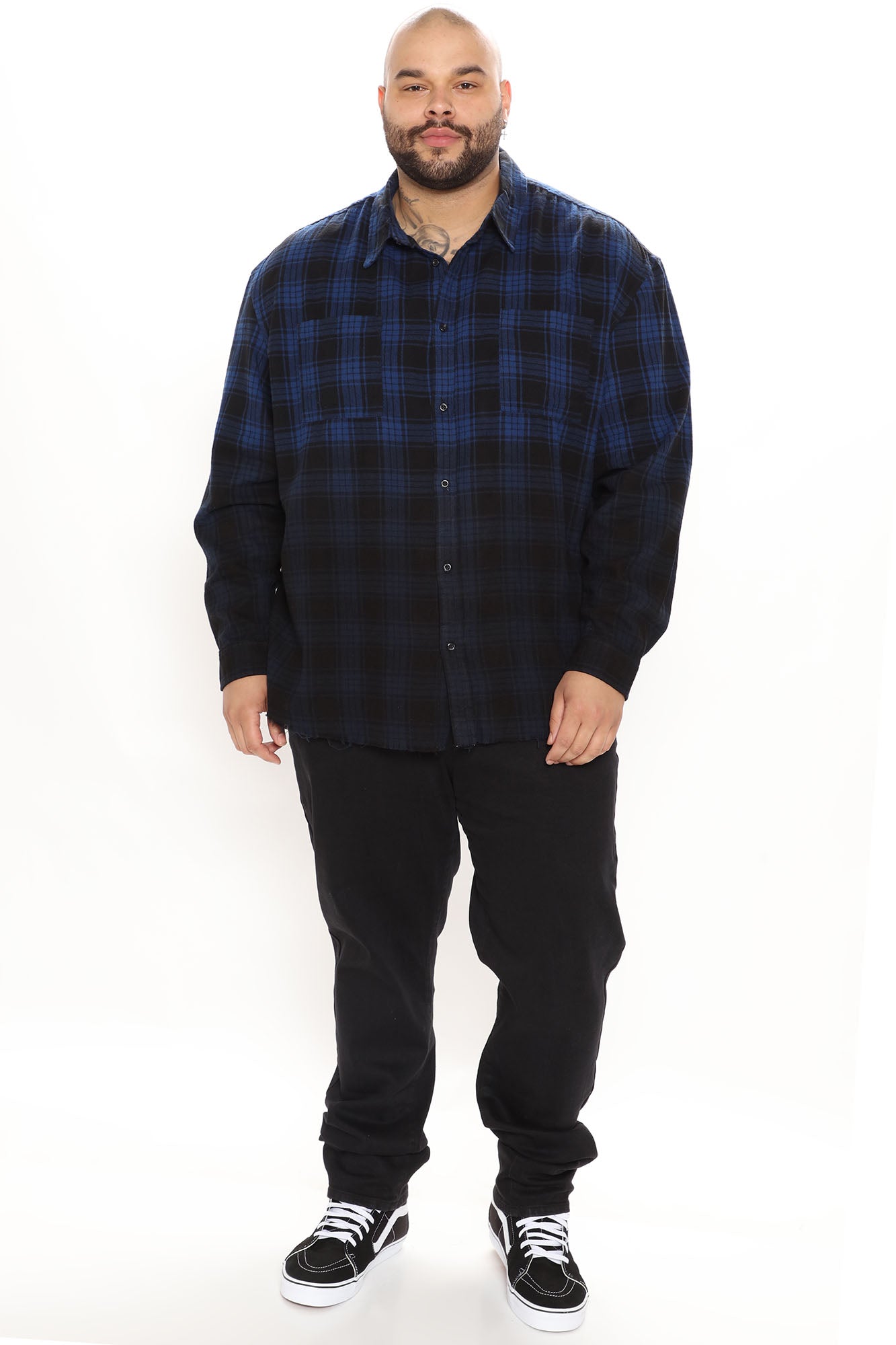 Sunset Dip Dye Flannel Shirt - Blue/Black