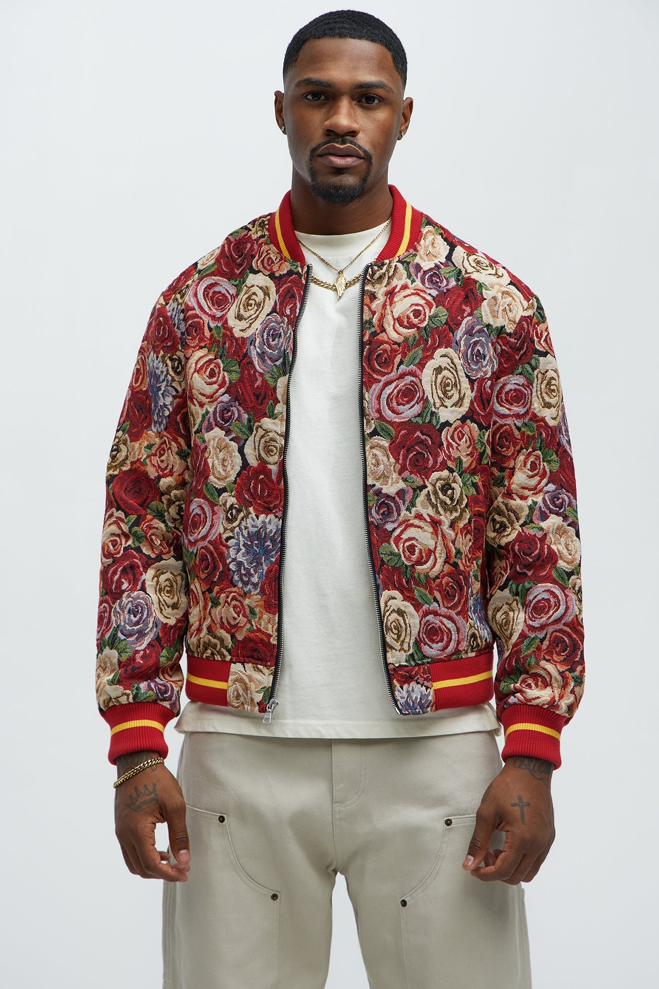 Ditson Tapestry Varsity Jacket - Red/combo