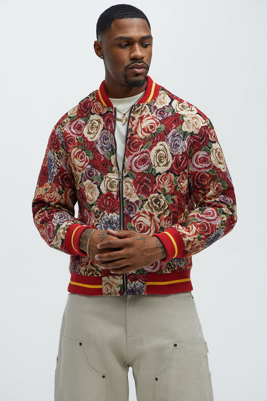 Ditson Tapestry Varsity Jacket - Red/combo