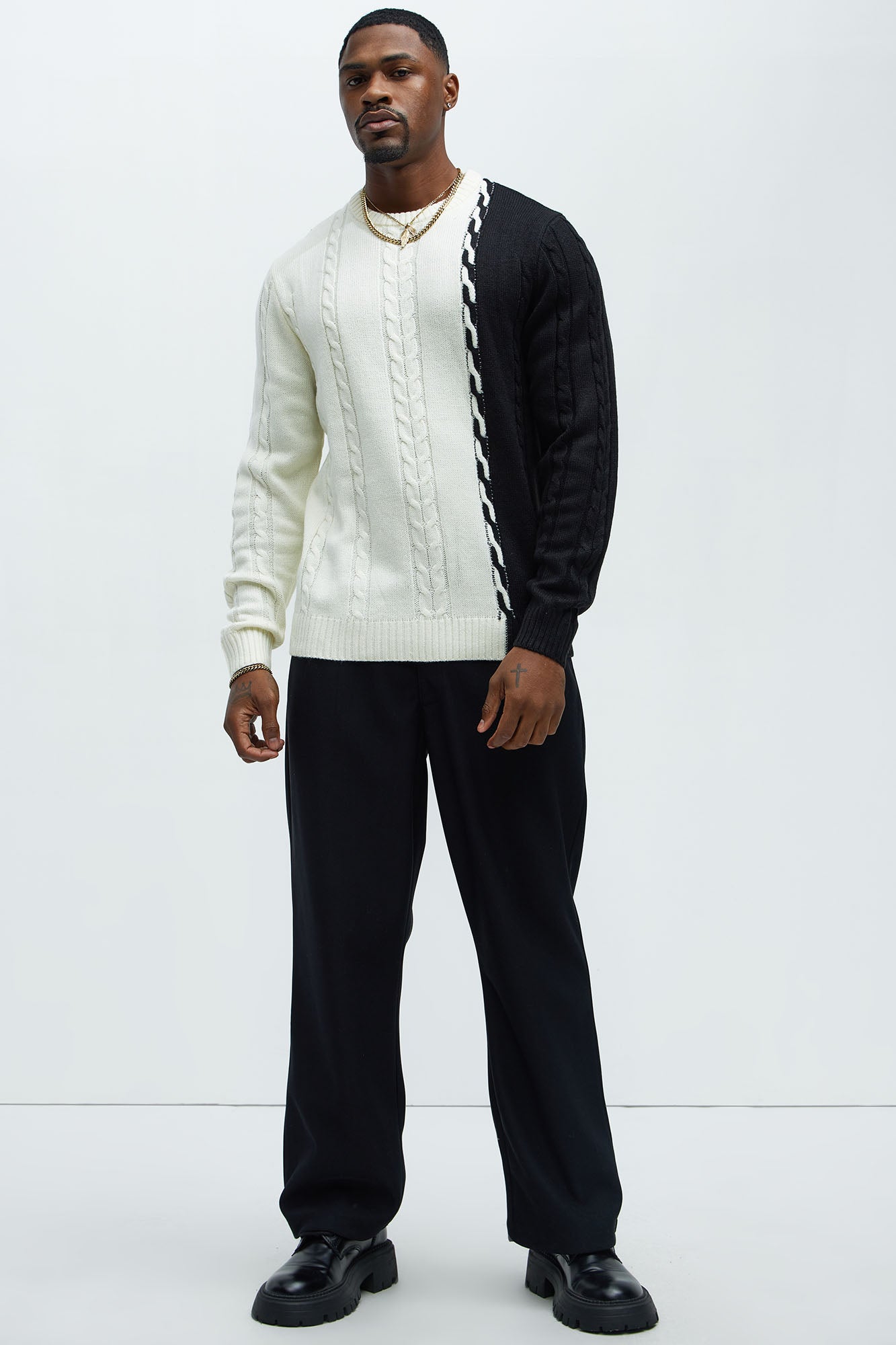 Cody Cable Knit Sweater - White/combo