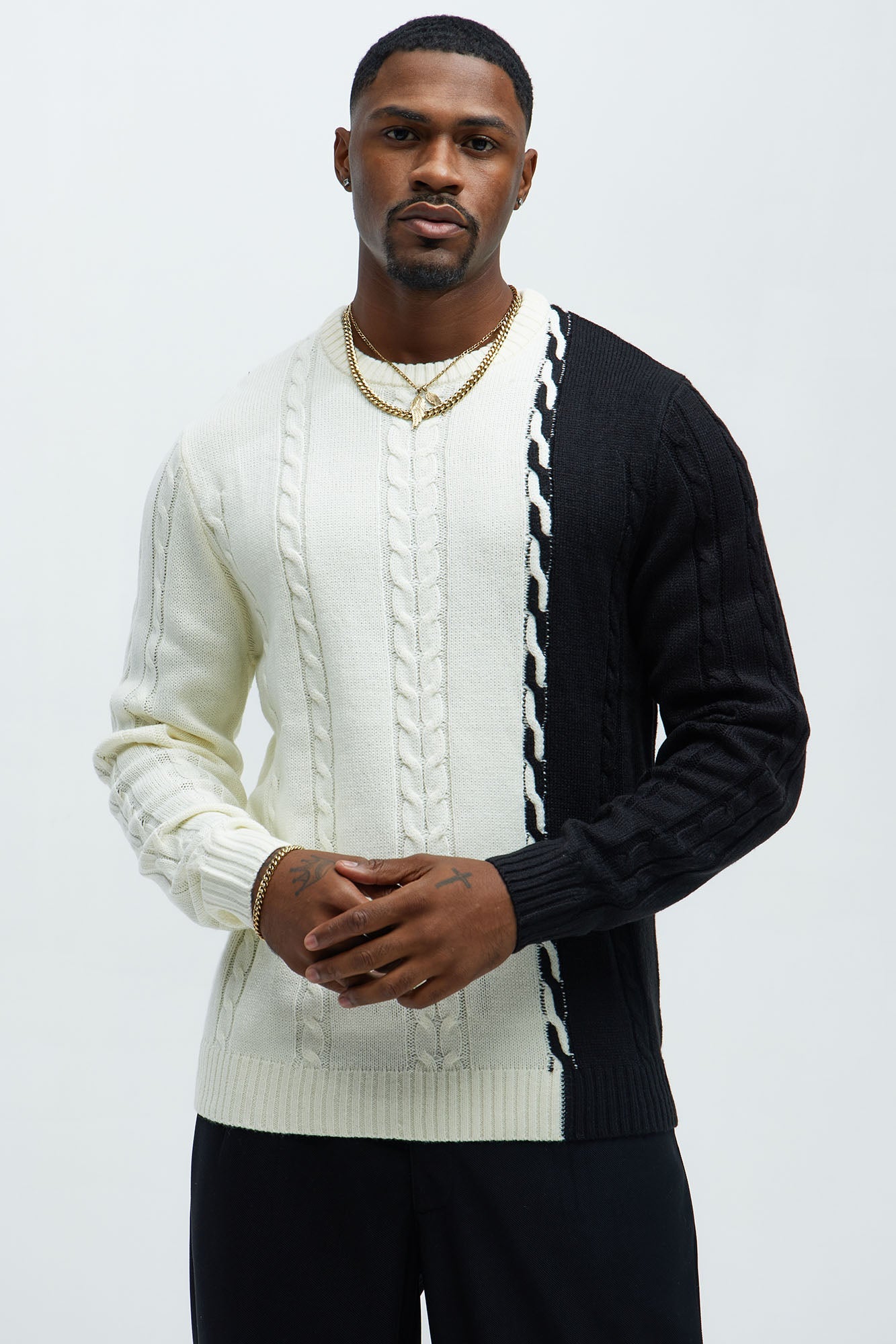Cody Cable Knit Sweater - White/combo