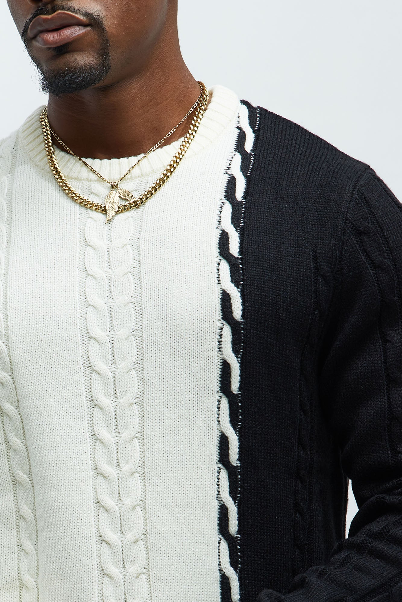 Cody Cable Knit Sweater - White/combo