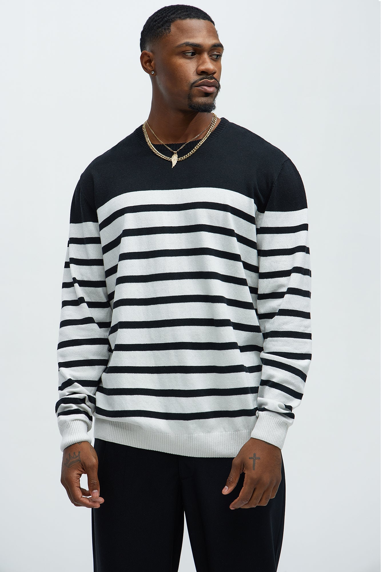Cozy and Cool Crewneck Sweater - Black/combo