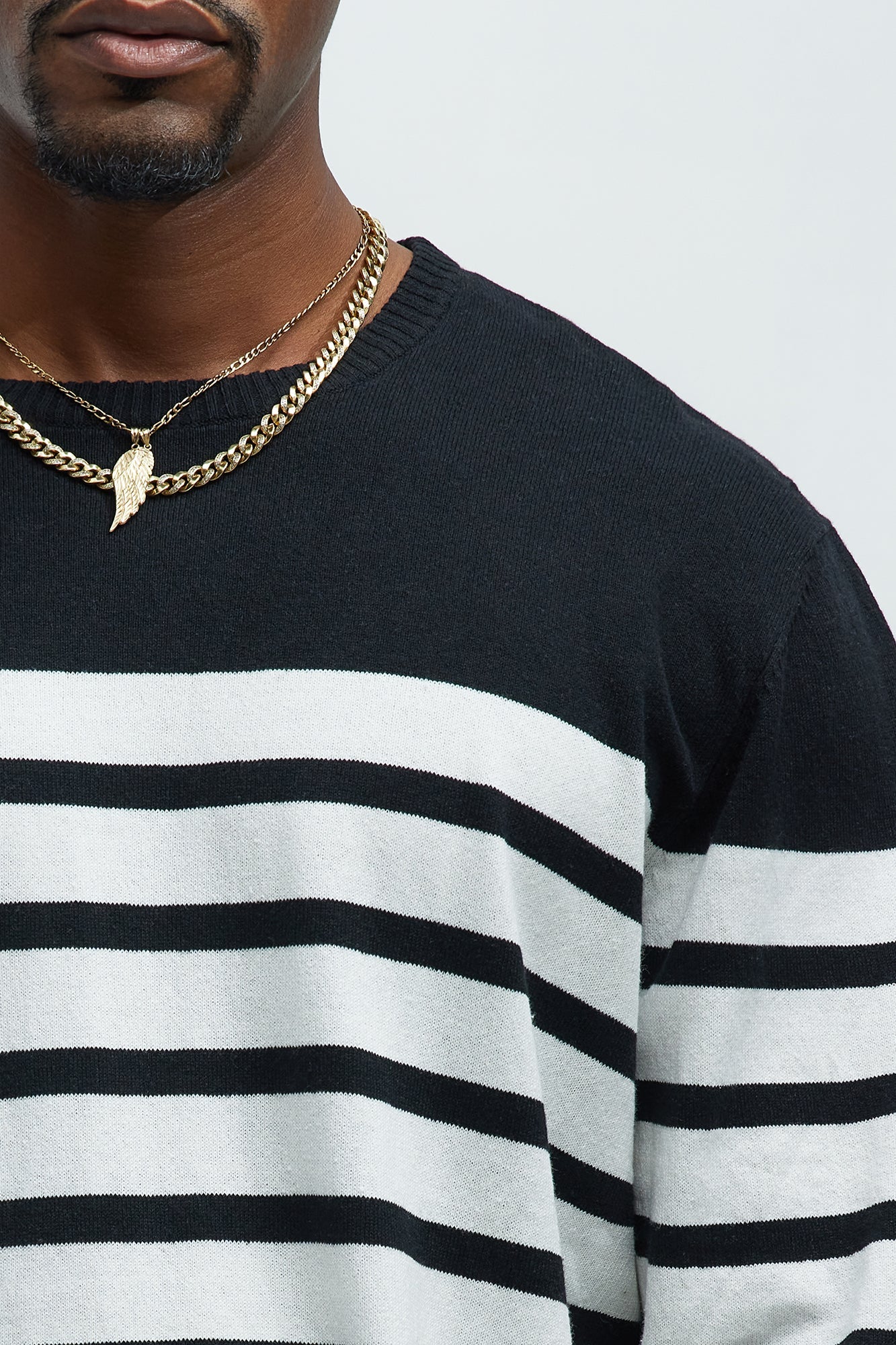 Cozy and Cool Crewneck Sweater - Black/combo