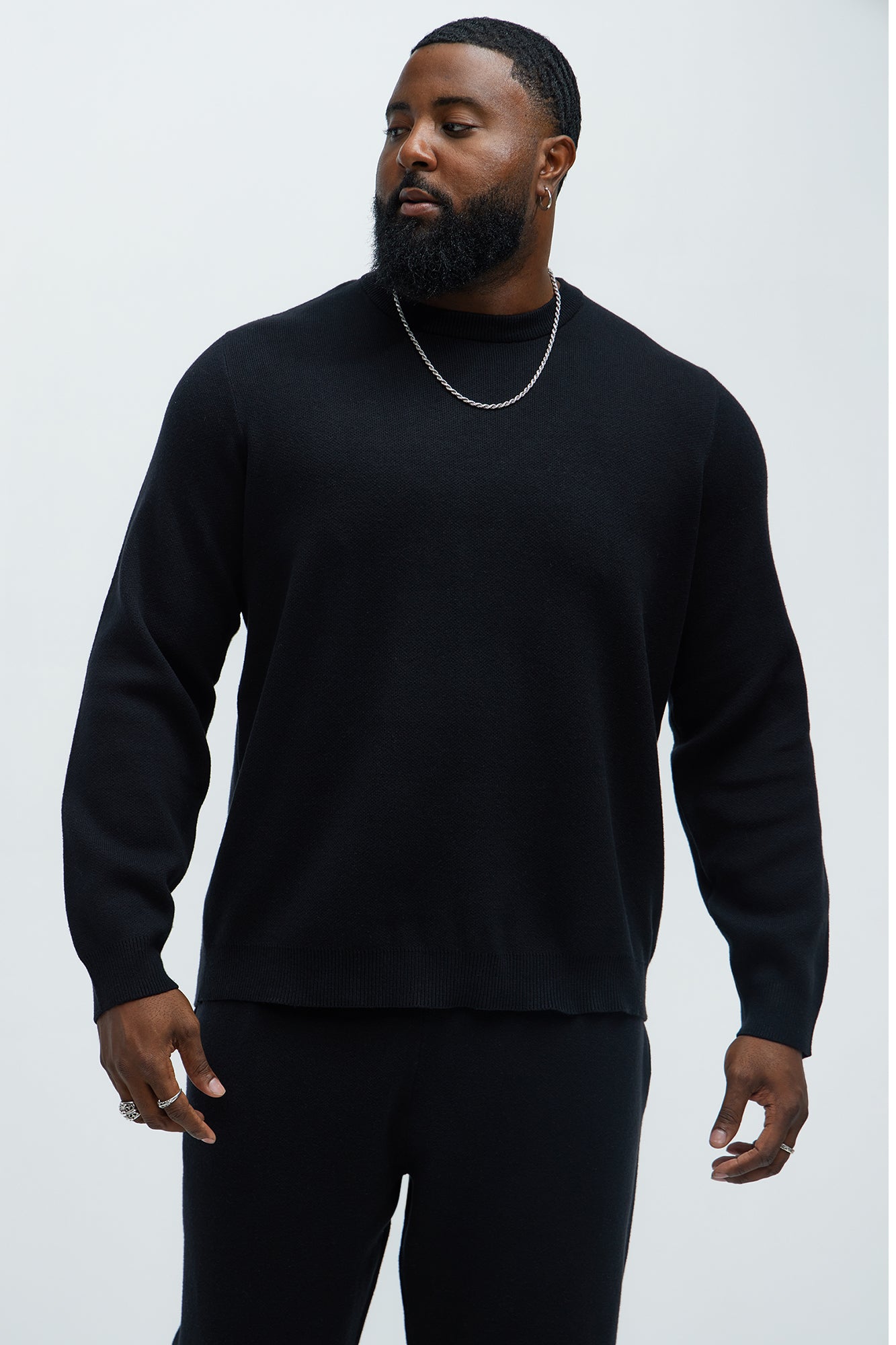 Recline Sweater Knit Crewneck - Black