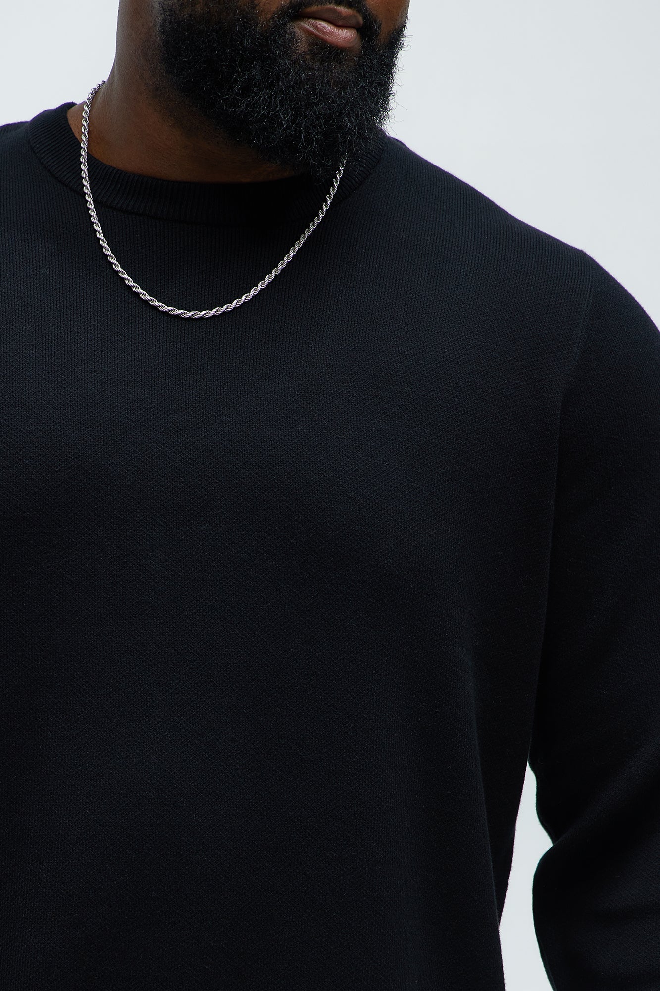 Recline Sweater Knit Crewneck - Black
