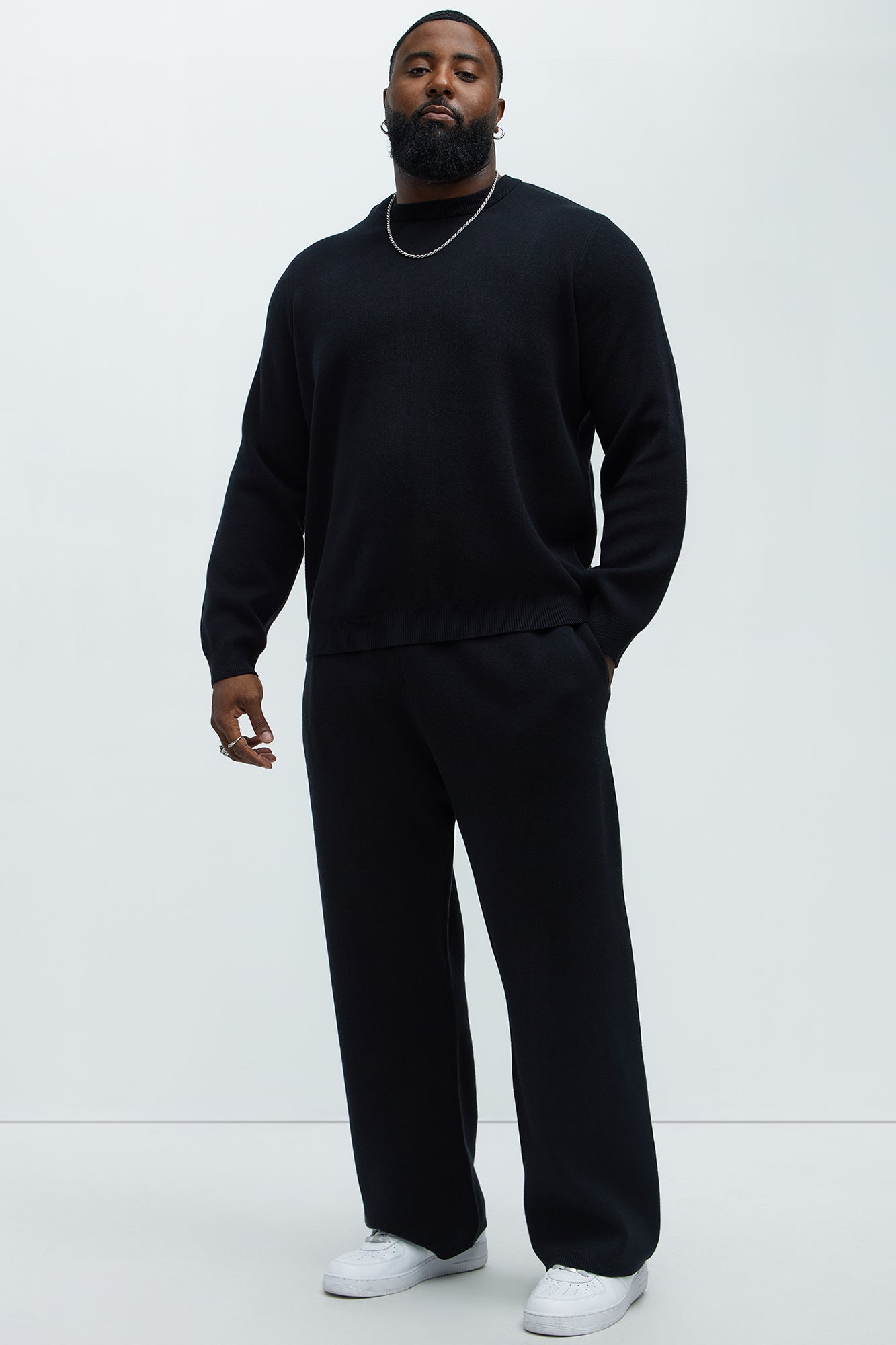 Recline Sweater Knit Sweatpants - Black