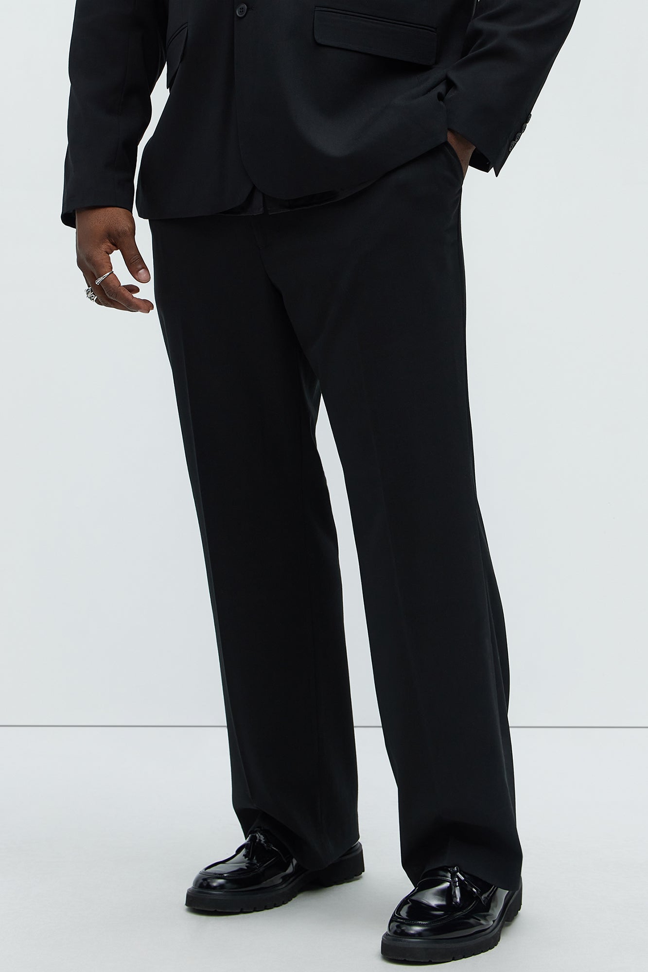 Modern Stretch Straight Trousers - Black