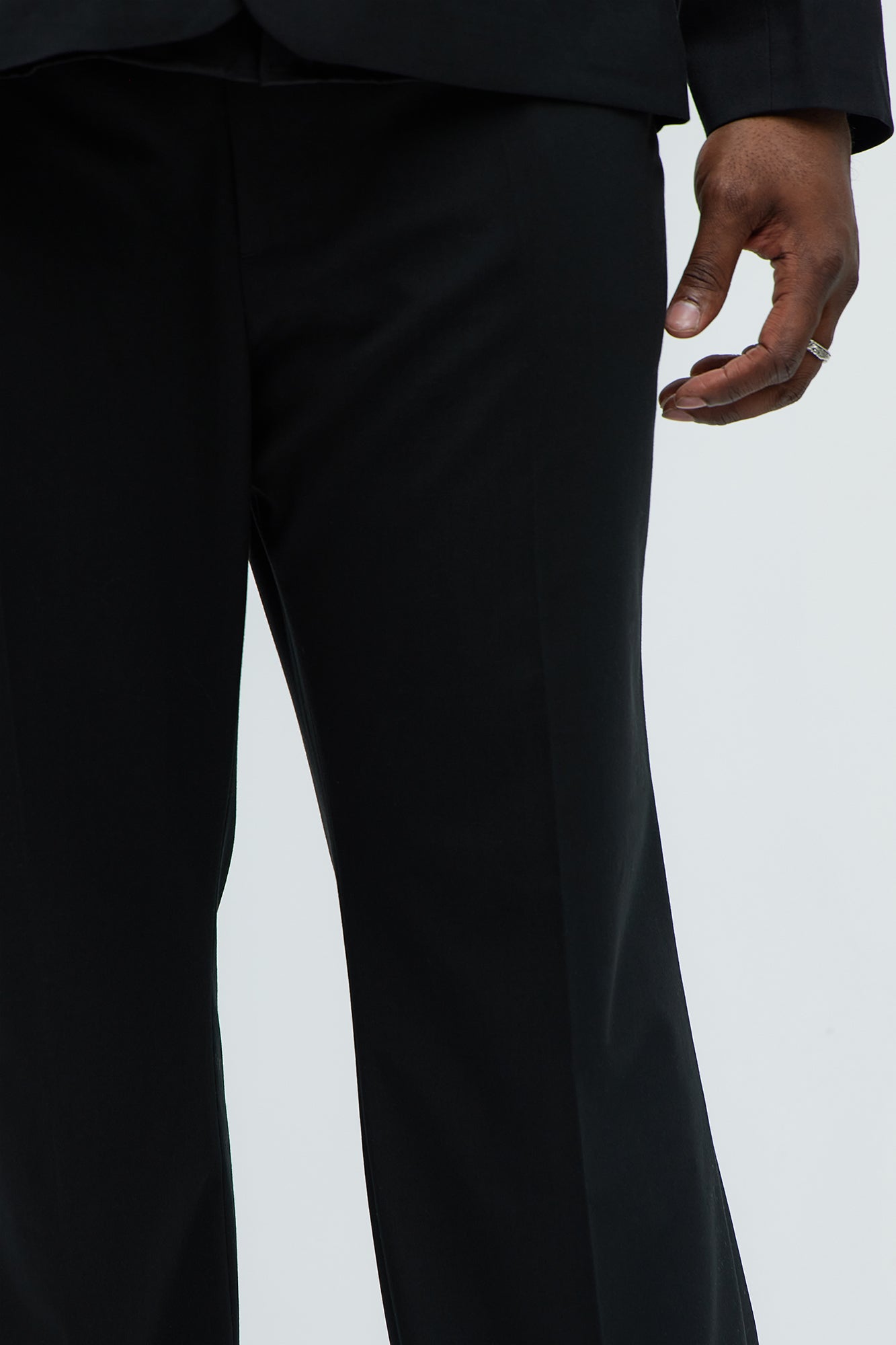 Modern Stretch Straight Trousers - Black