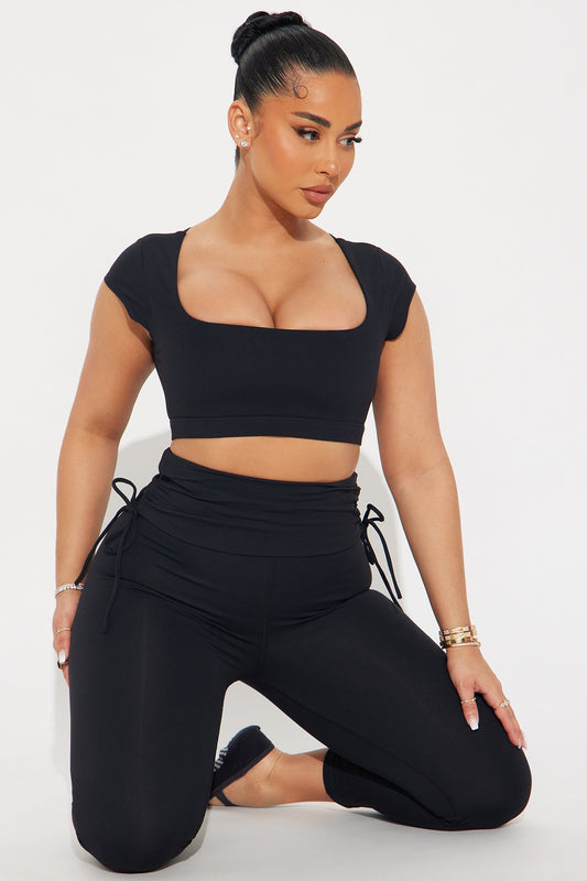 Roll Up Super Soft Active Top - Black