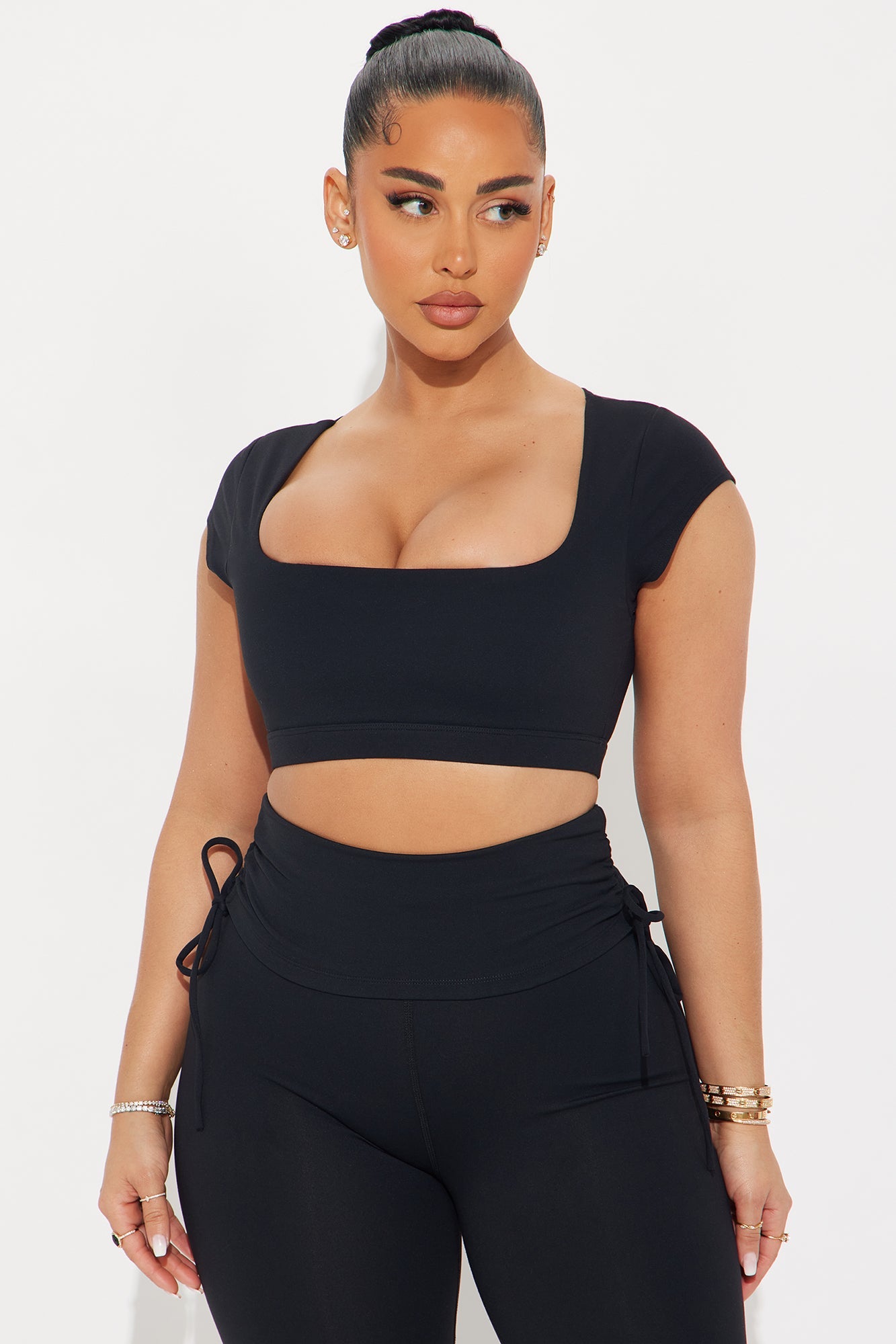 Roll Up Super Soft Active Top - Black