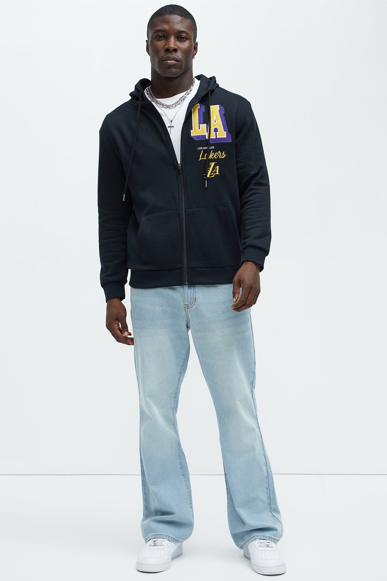 Lakers Bold Zip Up Hoodie - Black