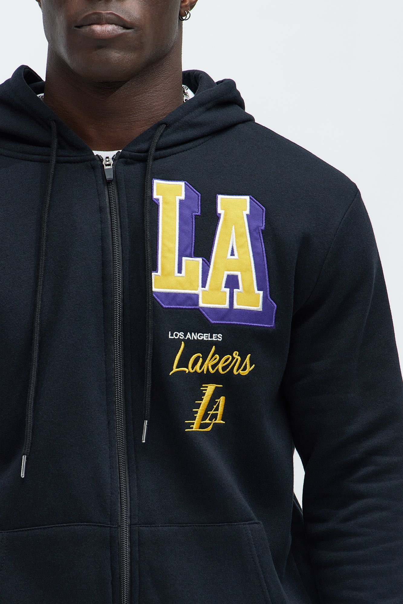 Lakers Bold Zip Up Hoodie - Black