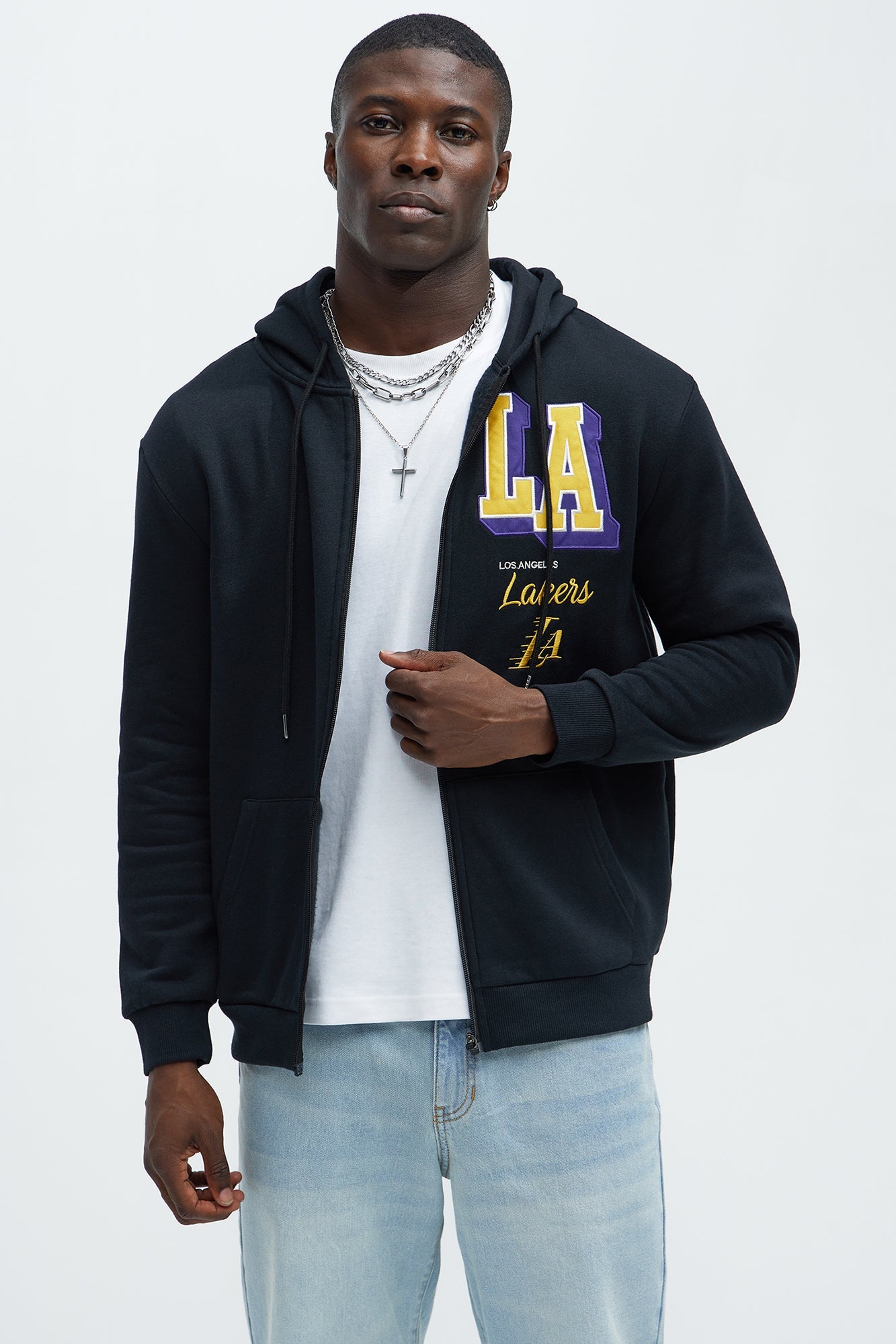 Lakers Bold Zip Up Hoodie - Black