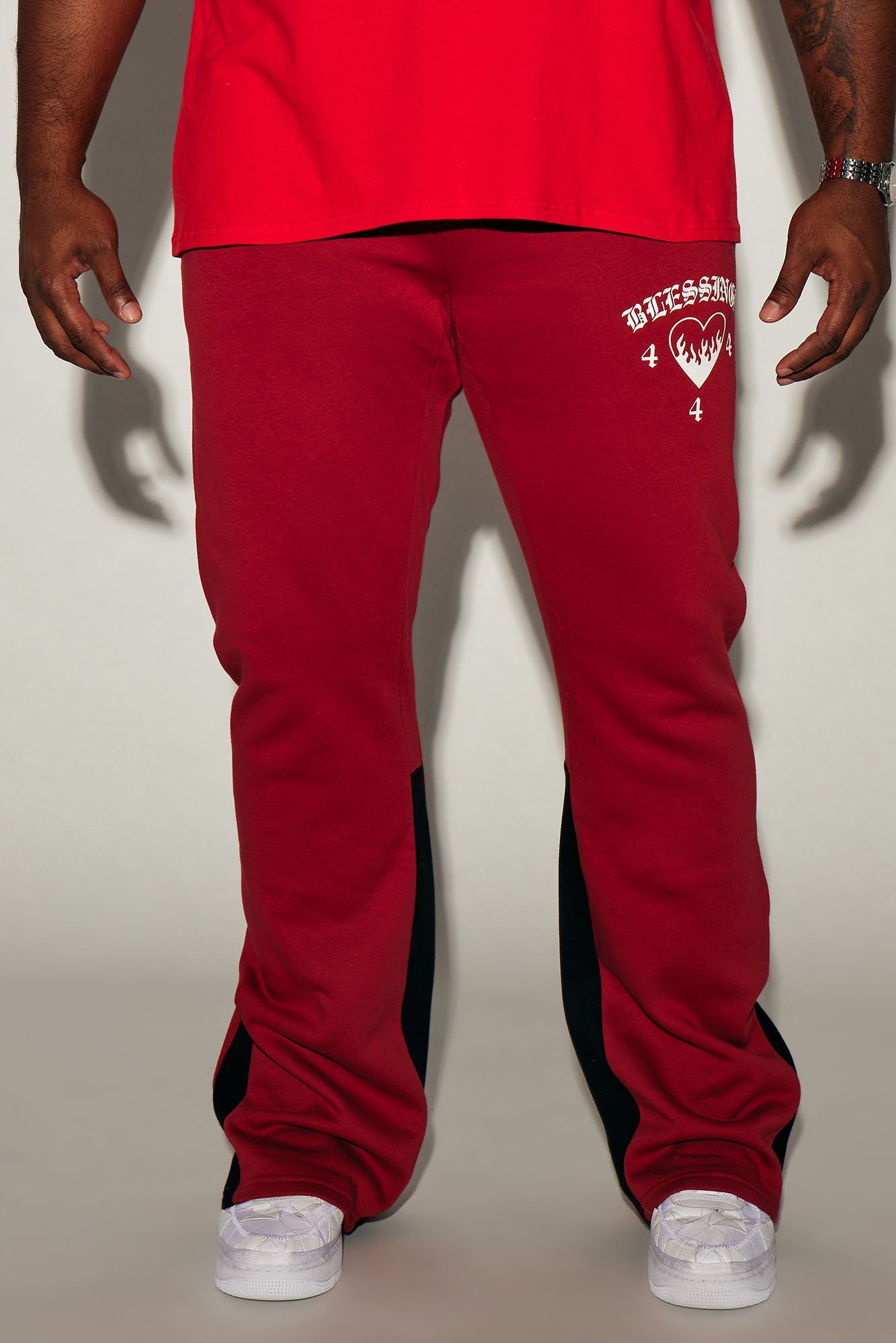 Blessed Love Flared Sweatpants - Red