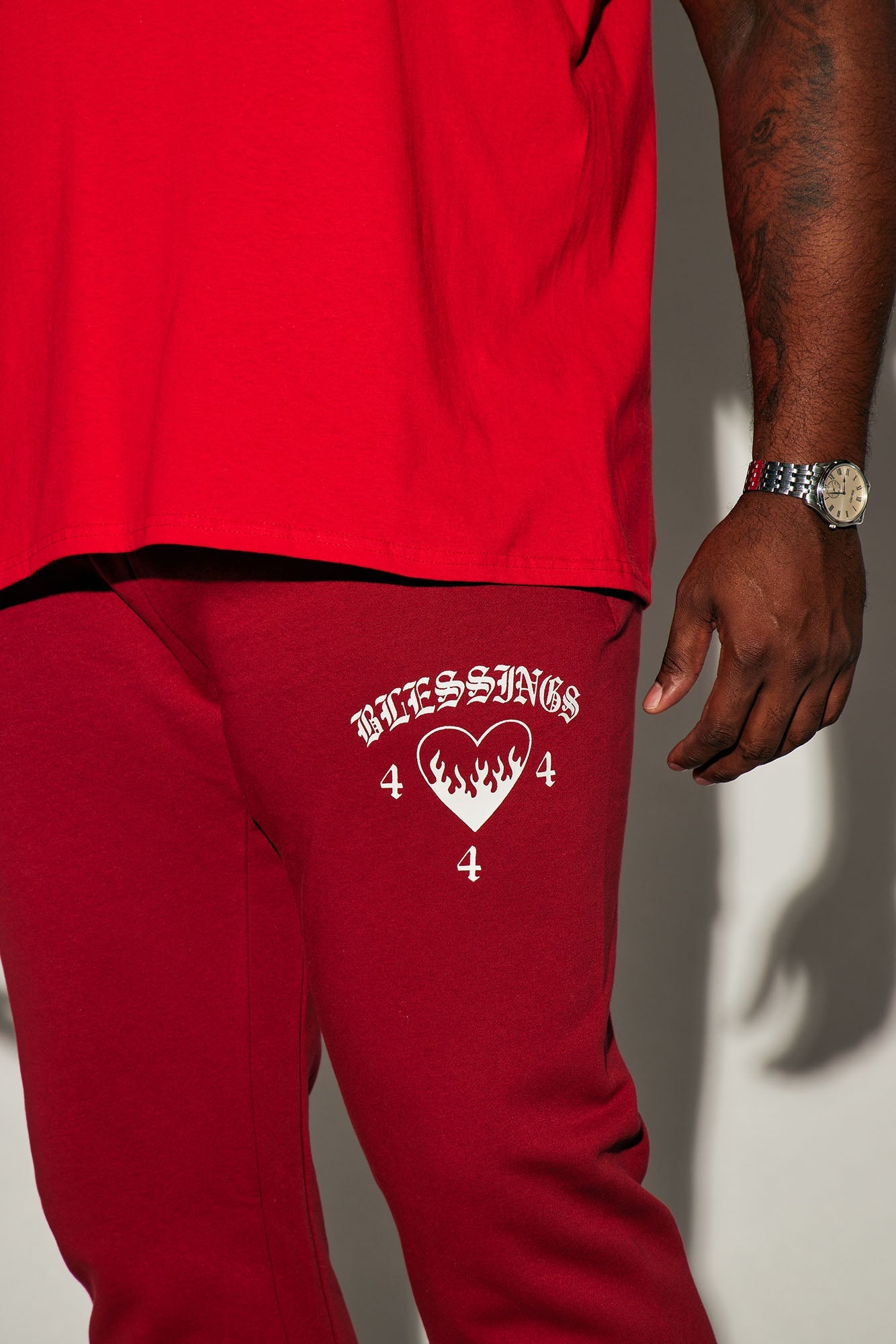 Blessed Love Flared Sweatpants - Red