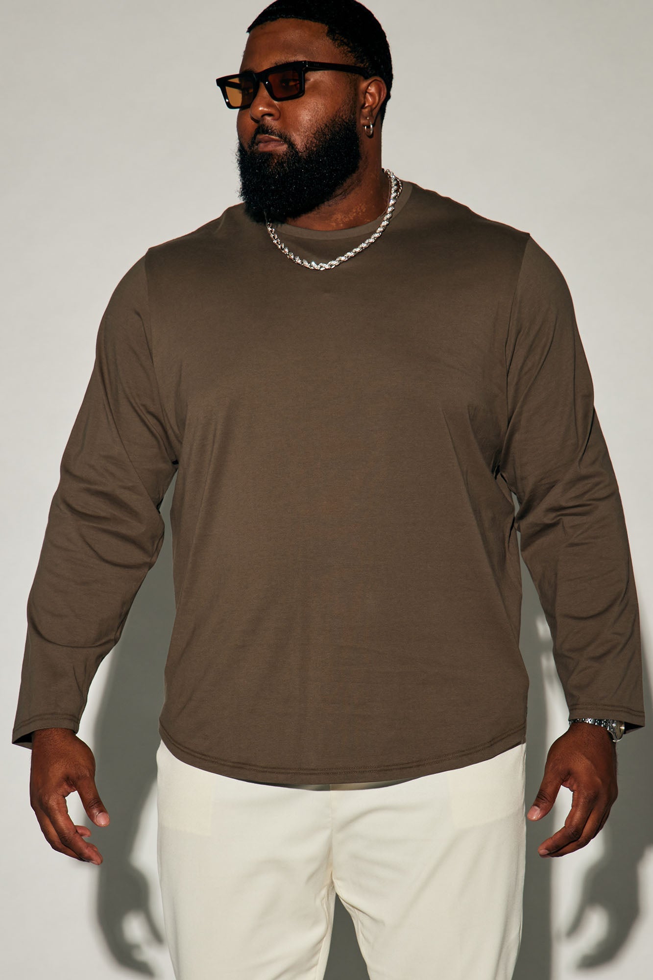 Essential Long Sleeve Scallop Tee - Olive