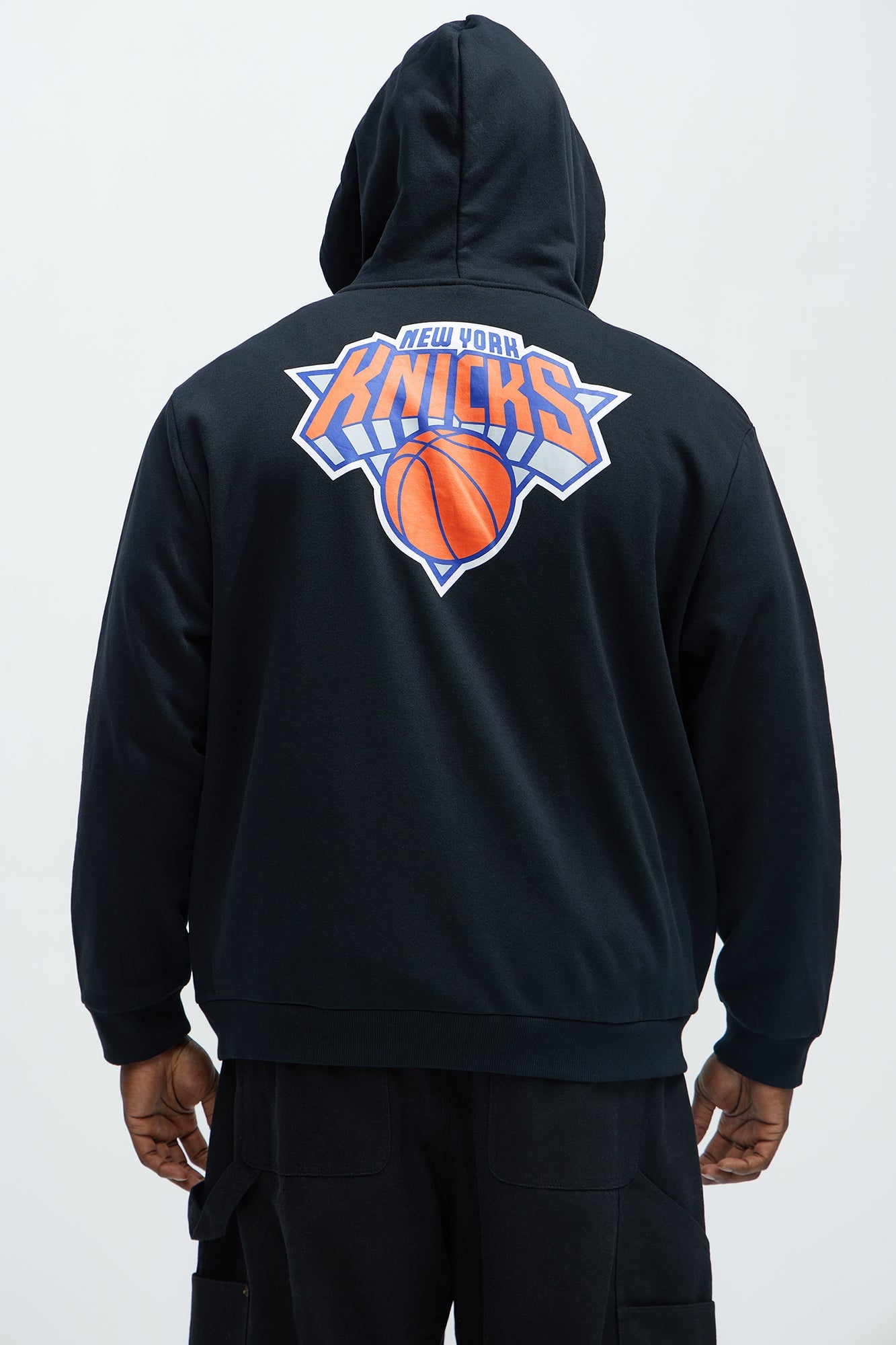 Knicks Bold Zip Up Hoodie - Black