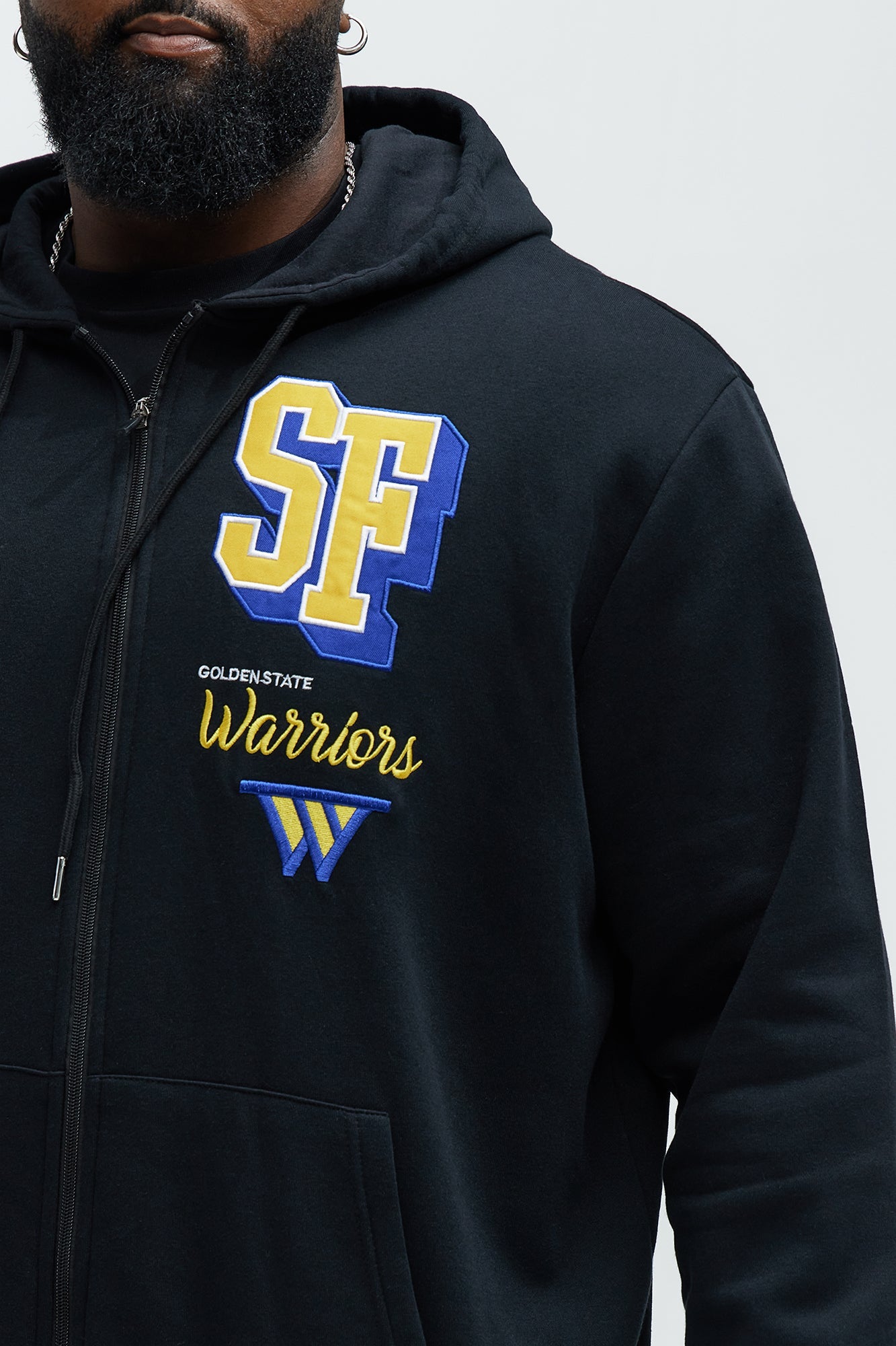 Warriors Bold Zip Up Hoodie - Black