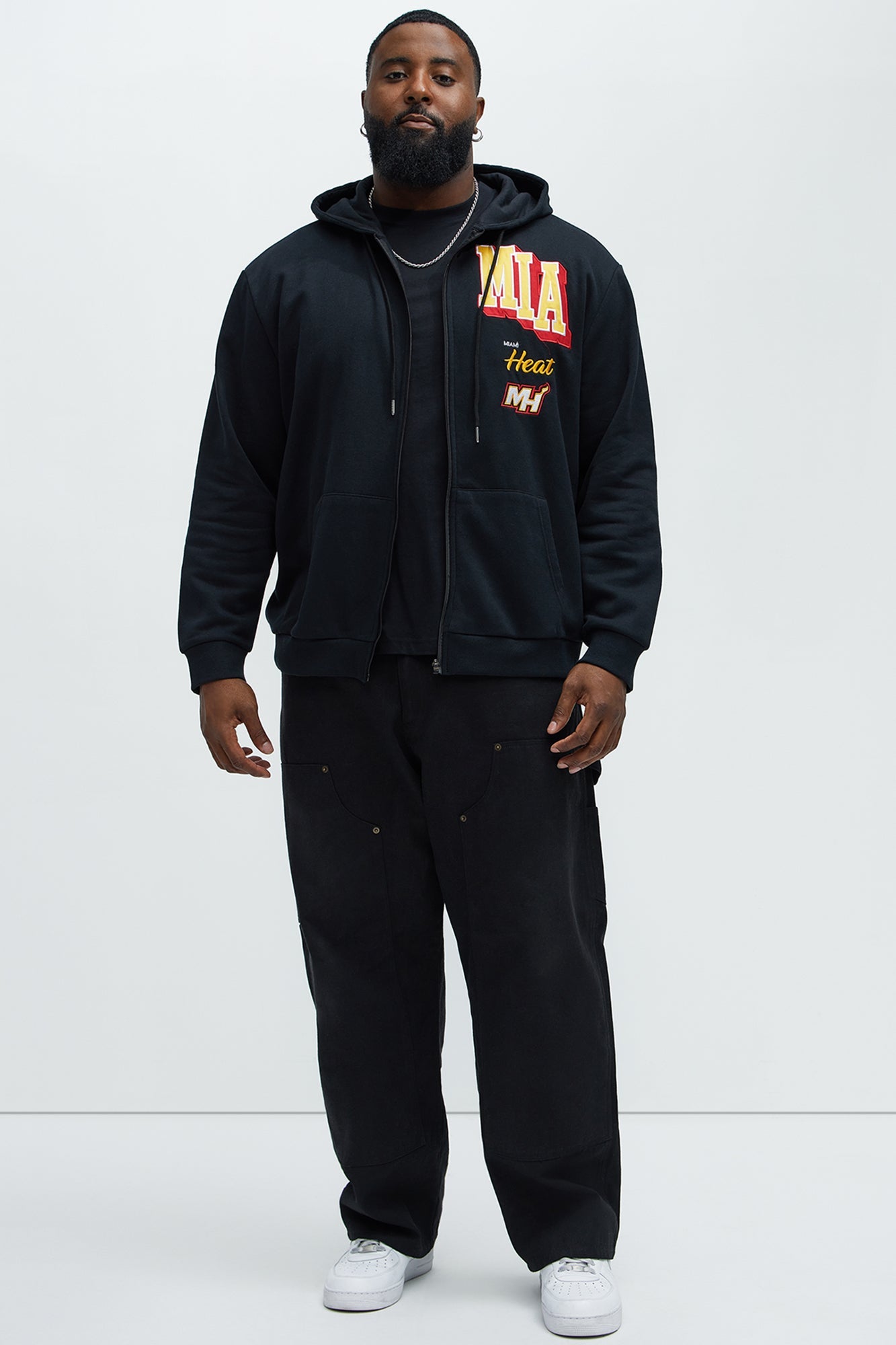 Heat Bold Zip Up Hoodie - Black