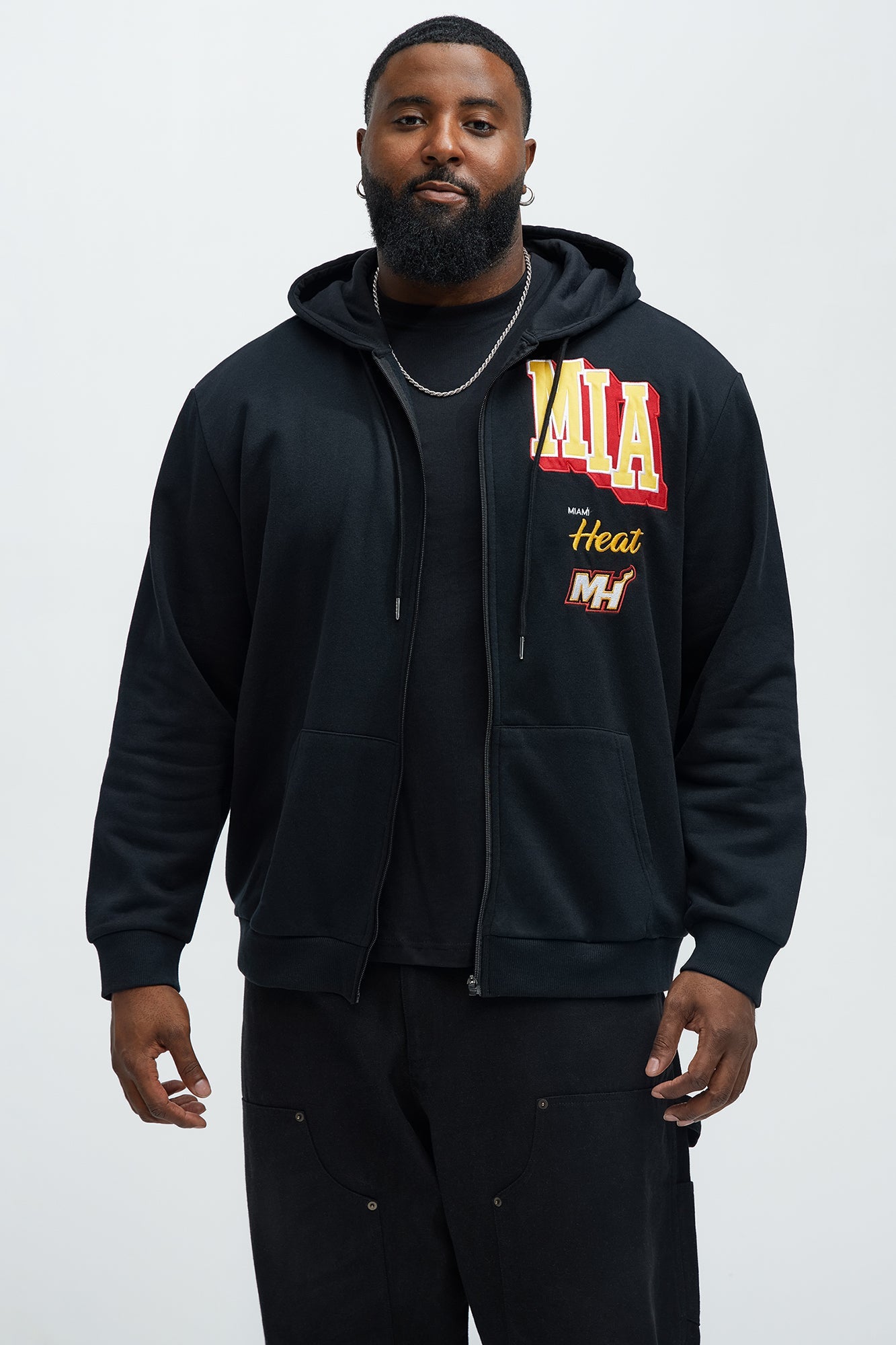 Heat Bold Zip Up Hoodie - Black