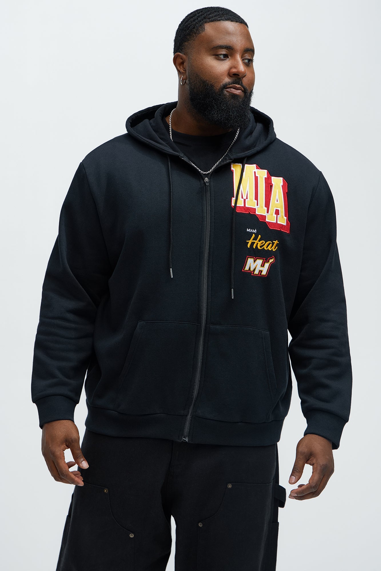 Heat Bold Zip Up Hoodie - Black
