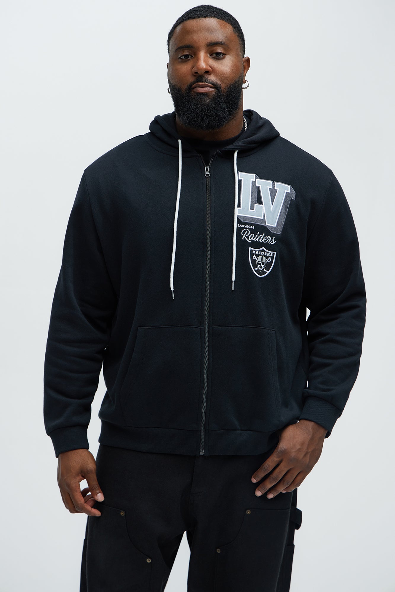 Raiders Bold Zipp Hoodie - Black